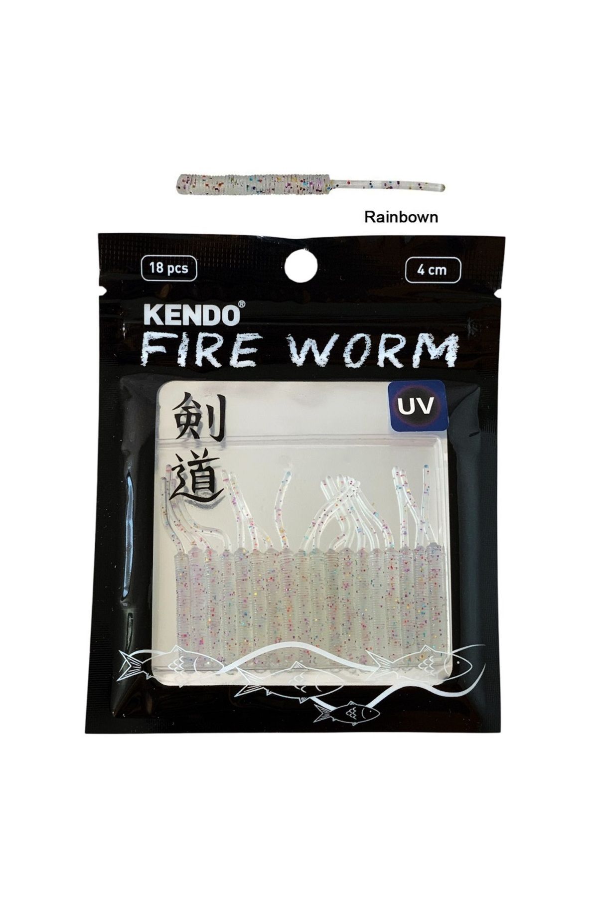Kendo Fire Worm Lrf Silikonu 5cm (18'li Paket) Karides Kokulu Rainbown