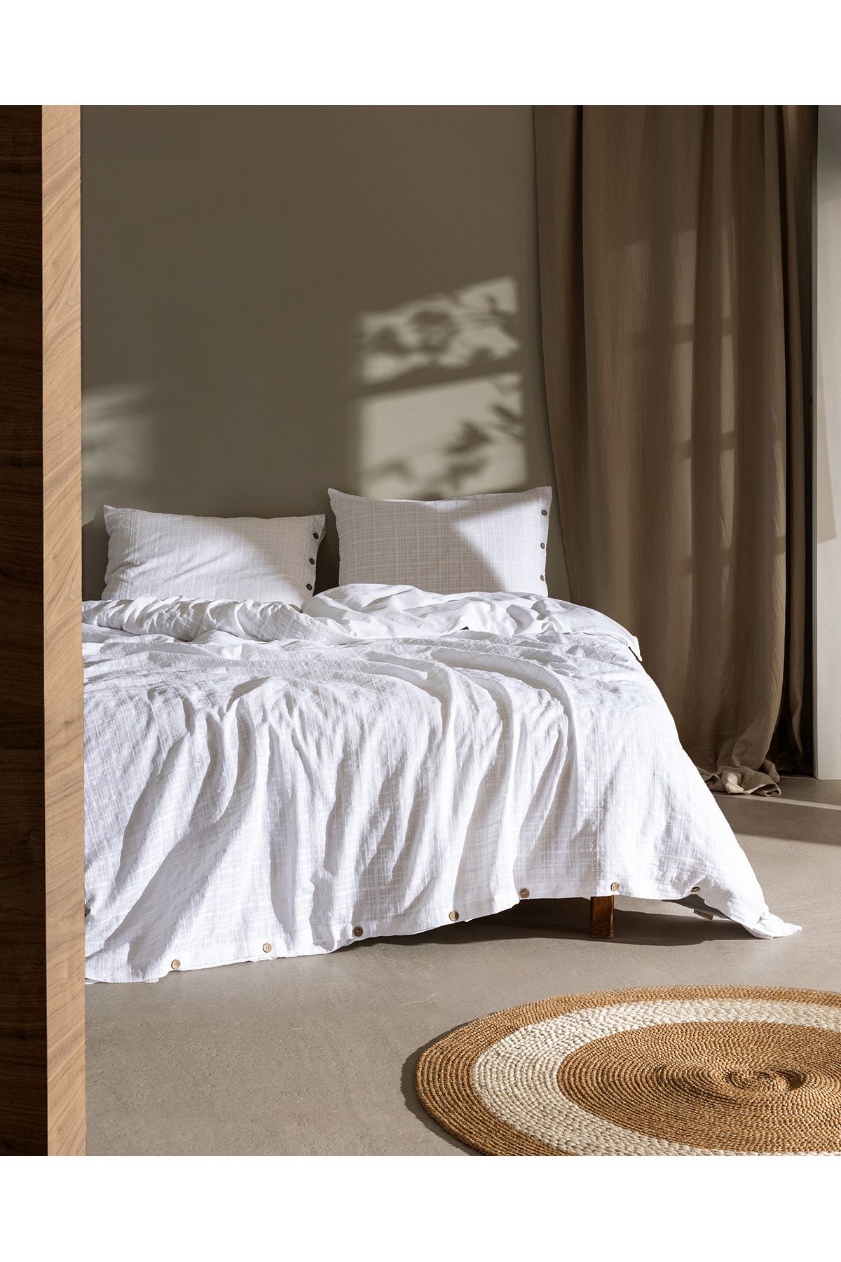 Madame Coco Lumiere King Size %100 Pamuk Armürlü Nevresim Takımı - Beyaz