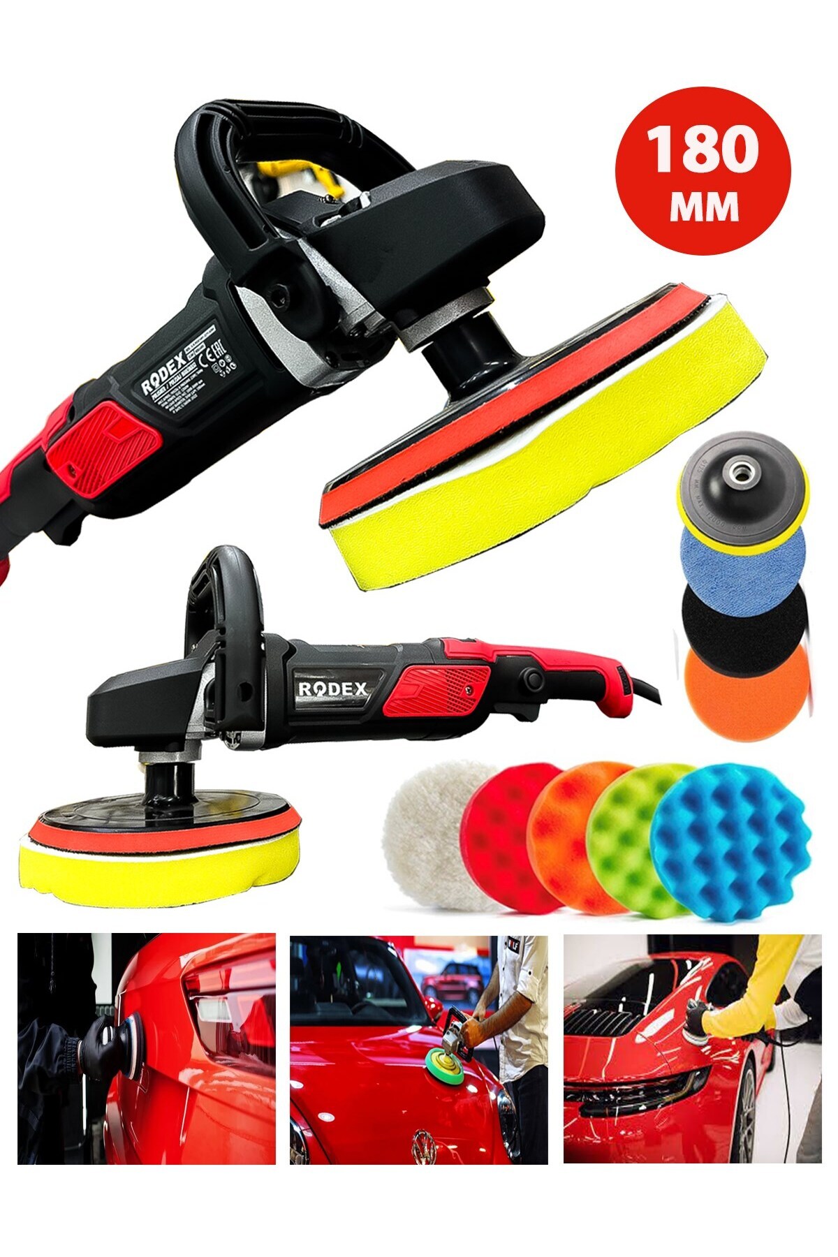ROWERMAX Rdx 1200 Watt Profesyonel Detay Pasta Cila Temizlik Seti Polisaj Makinesi
