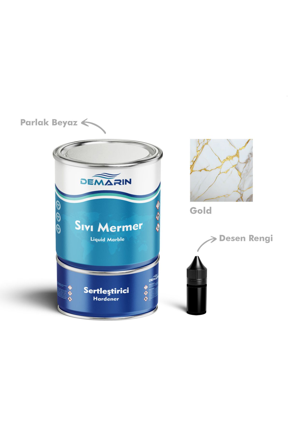 Demarin Çift Bileşenli Solventsiz Sıvı Mermer Liquid Marble (Tezgah, Zemin Boyası)