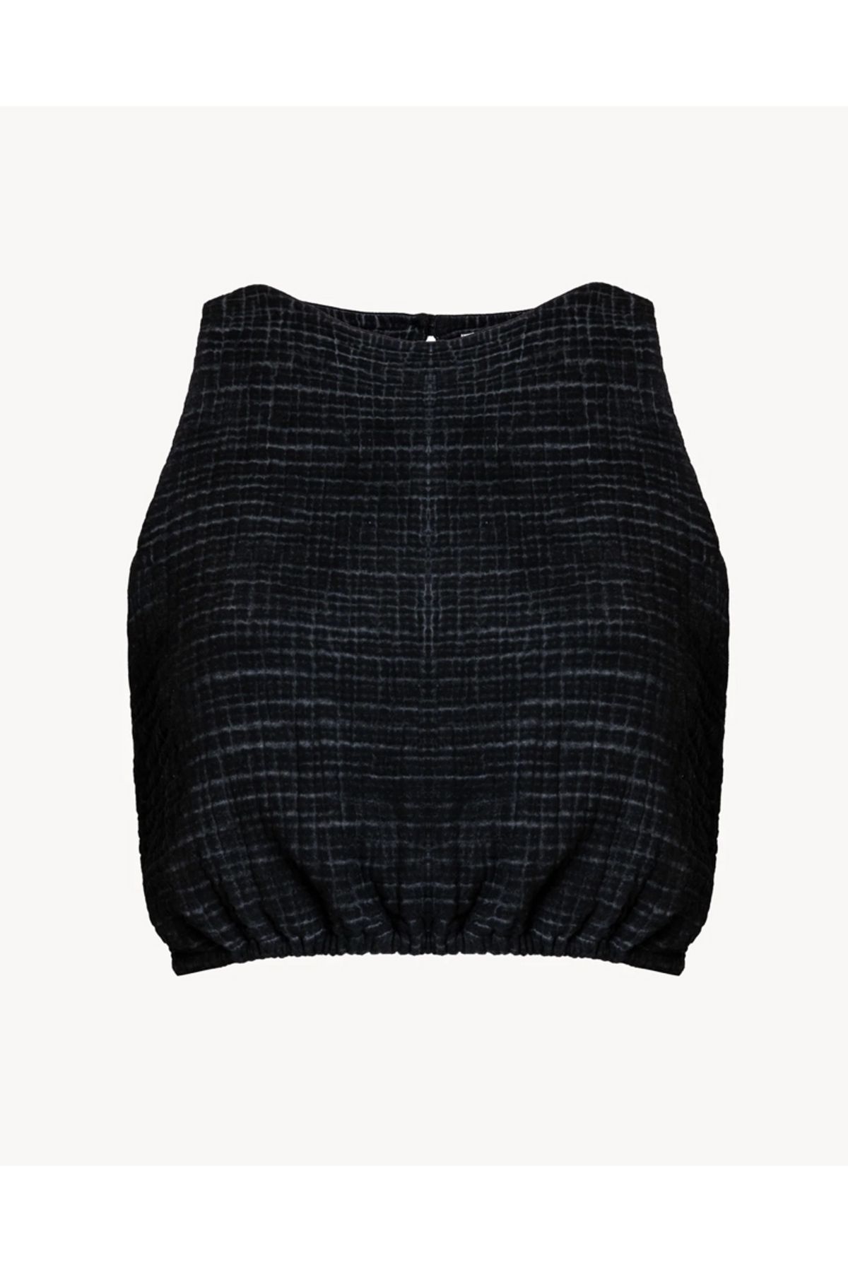 İKİKIZ Crinkle Siyah Crop Top