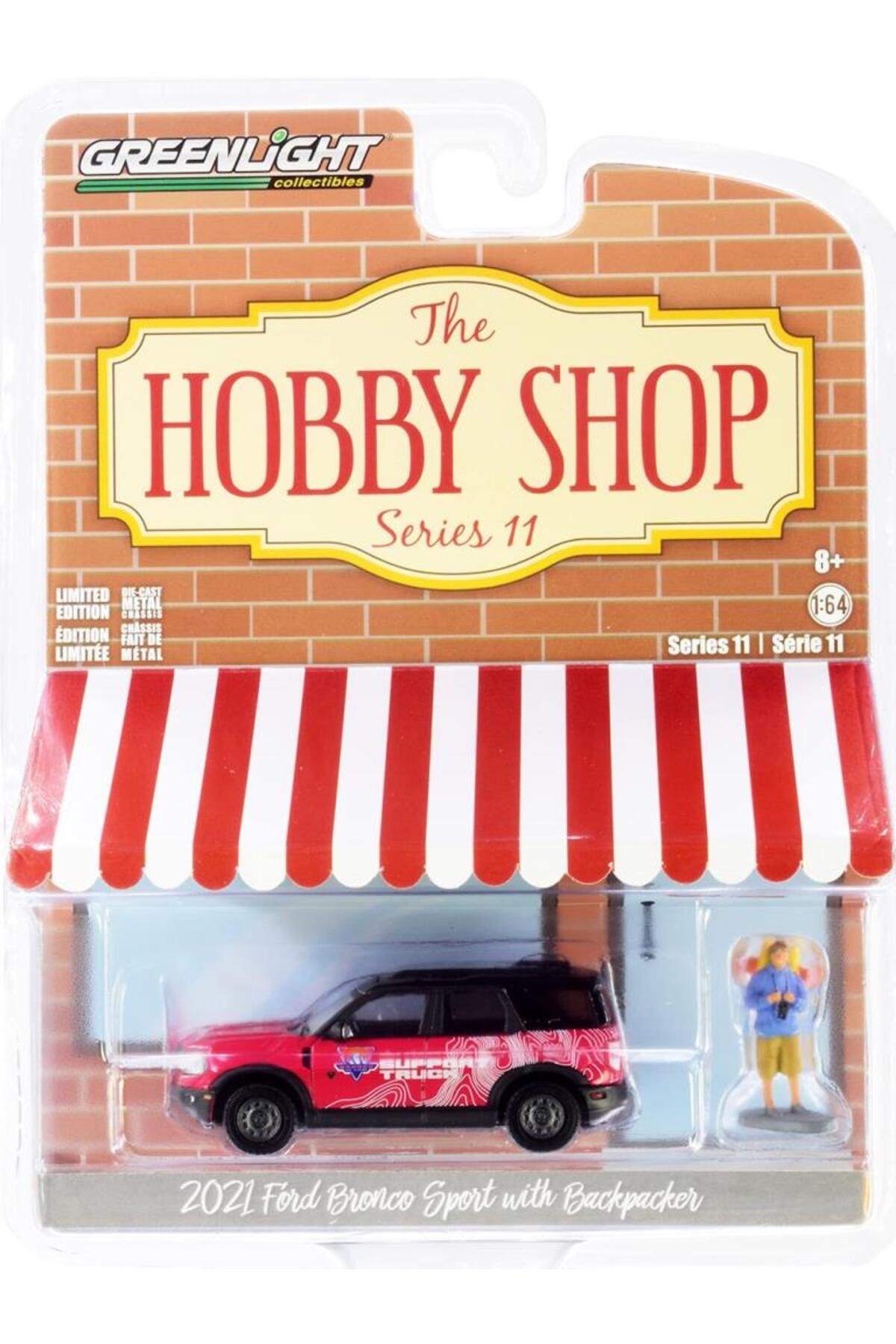 Greenlight 2021 FORD SPORT WITH BACKPACKER HOBBY SHOP SERIES 11 1/64 Model Araba