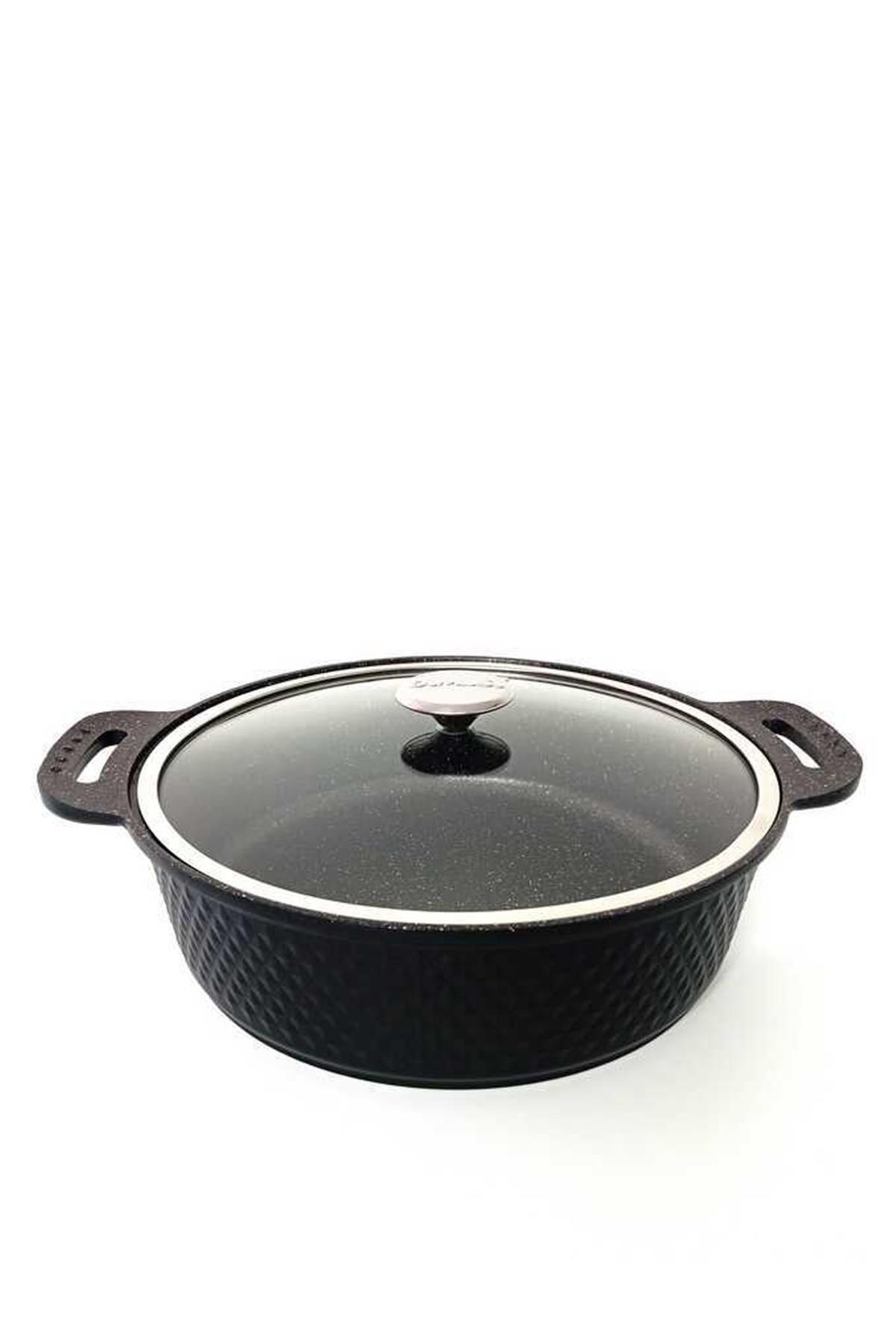 OMS TRIANA - 3631 - 2 Parça Biogranit Döküm, 26 Cm - 3,4 Litre, Tencere Siyah Gövde, Platin Detay