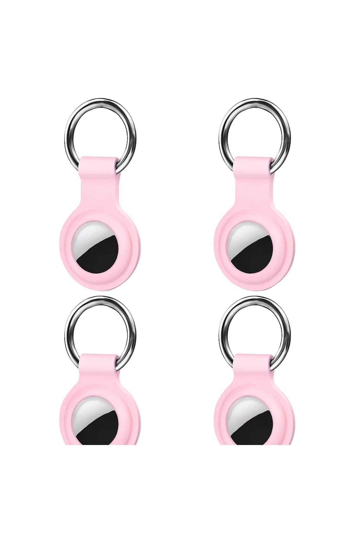 Coverzone AirTag ile Uyumlu Anahtarlıklı Silikon Kılıf A010 Koruyucu Anahtarlık Pembe 4'lü Paket