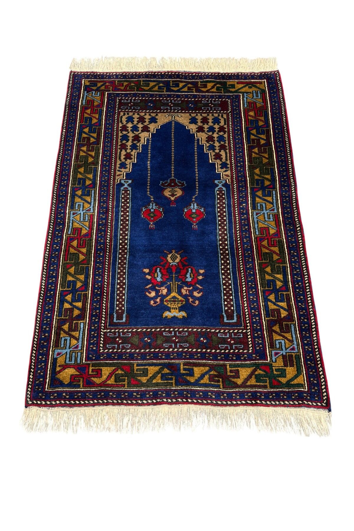 BURAK HALI El Dokuma Sıfır Obruk Halısı Seccade 97x145 Lacivert Yün Namazlık
