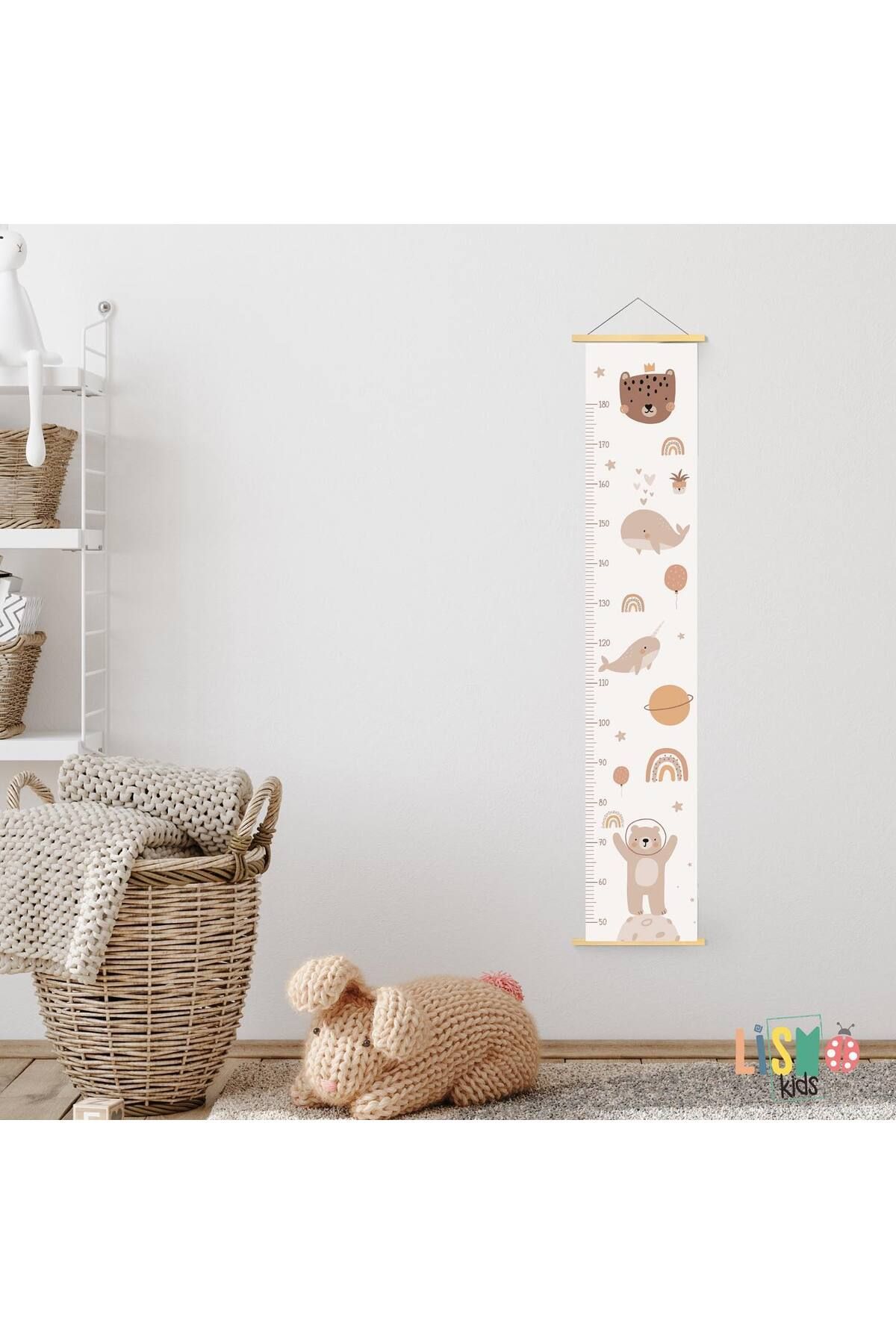 lismo kids Bohem Hayvanlar Boy Ölçer Çocuk Odası Kanvas Poster