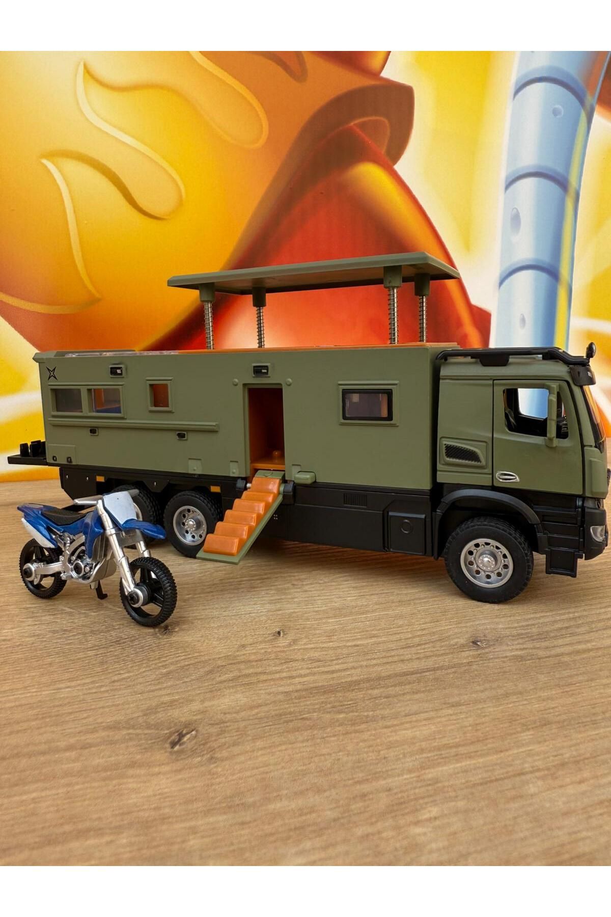 scntoys Mercedes Tır Karavan Motorlu Tır Kamyon Karavan Işıklı Sesli Oyuncak Karavan Kamp Oyun Seti 23 Cm
