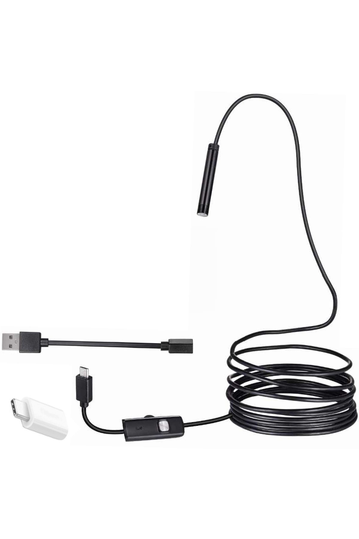 Findit 3IN1 MICRO USB+TYPE-C+USB A) ANDROID UYUMLU 8 MM IŞIKLI 5 METRE ENDOSKOP YILAN KAMERA (2818)