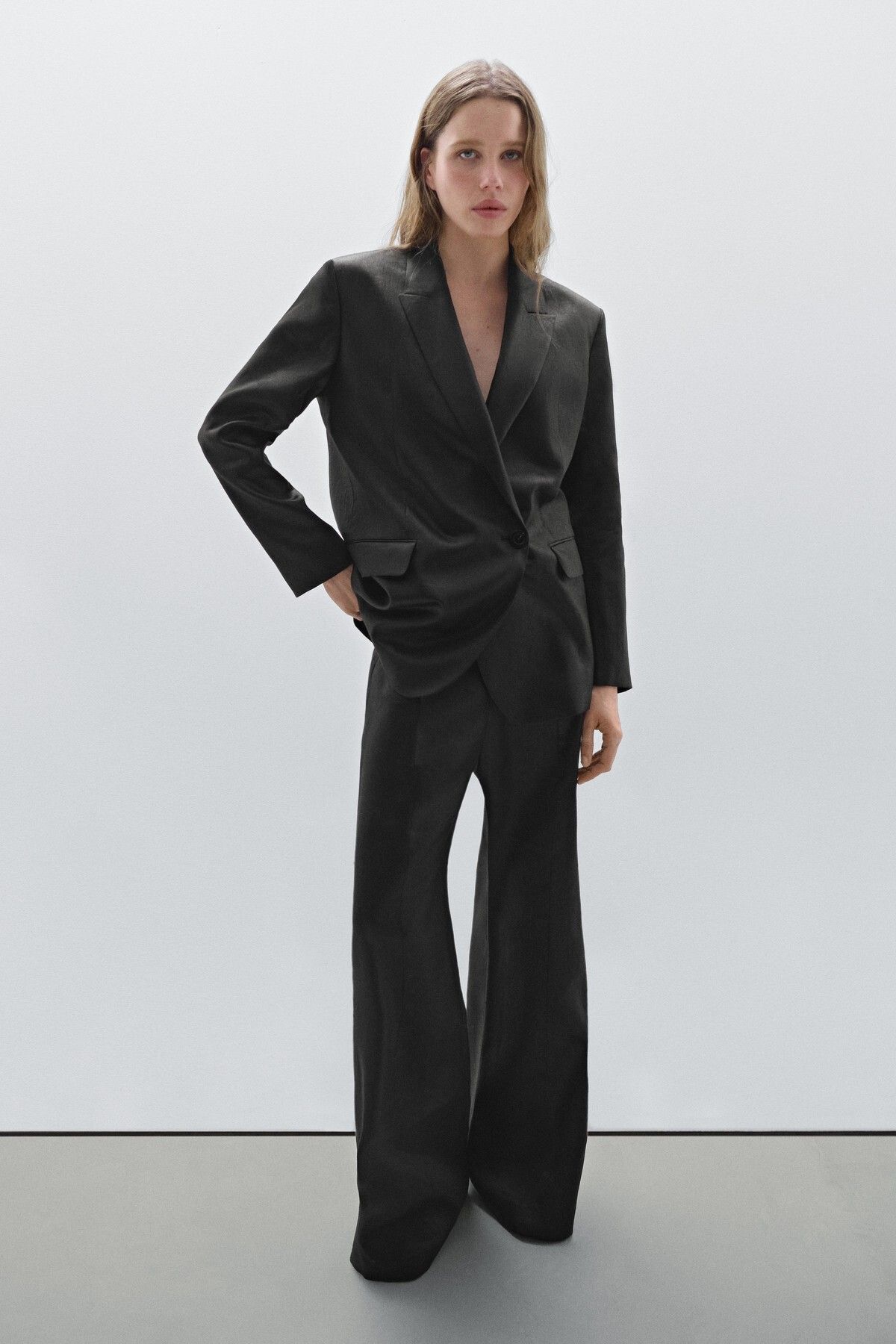 Massimo Dutti %100 keten kruvaze blazer - Studio