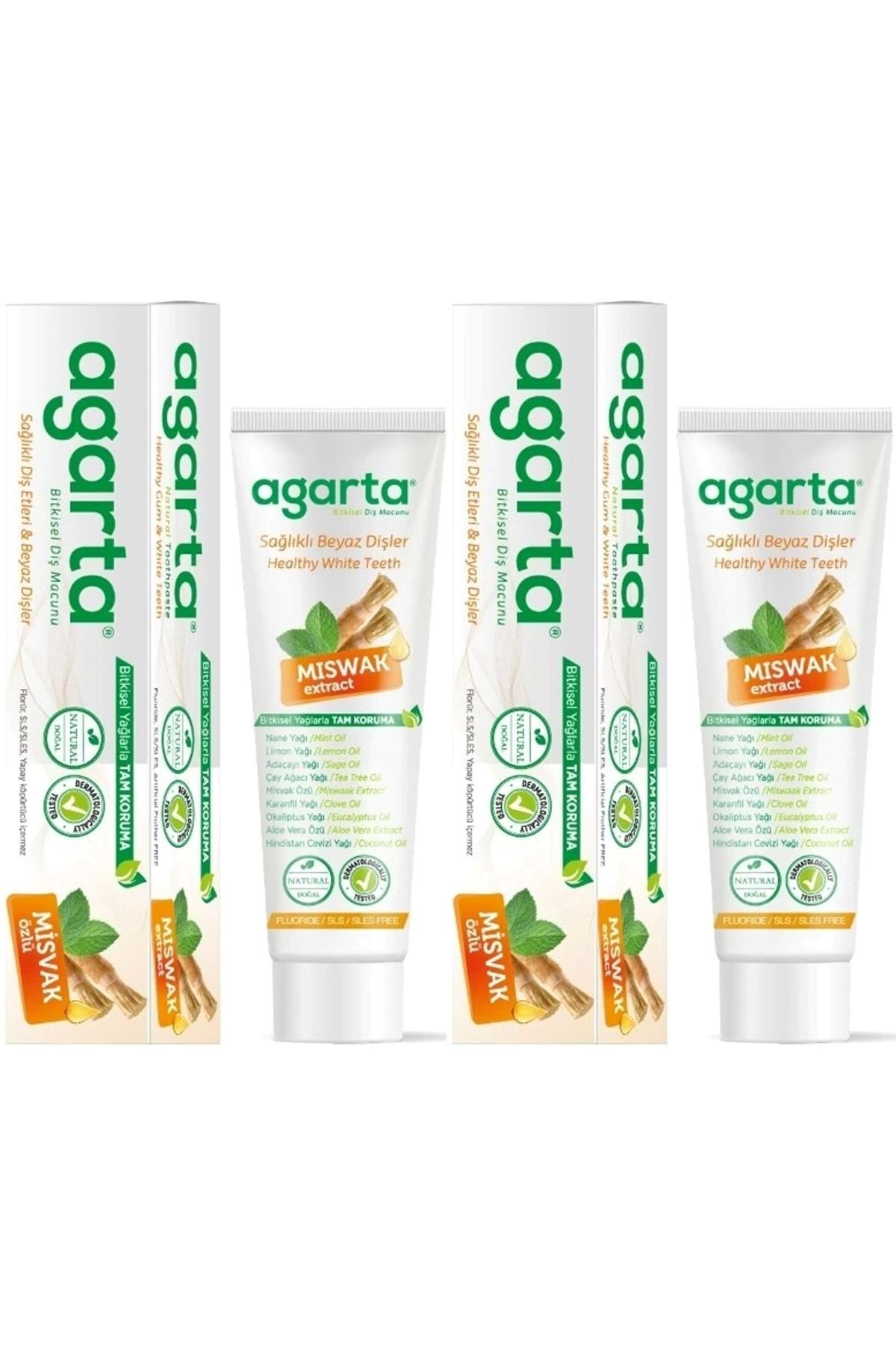 Agarta Doğal Diş Macunu 100ML Misvak özlü (2 Li Set)
