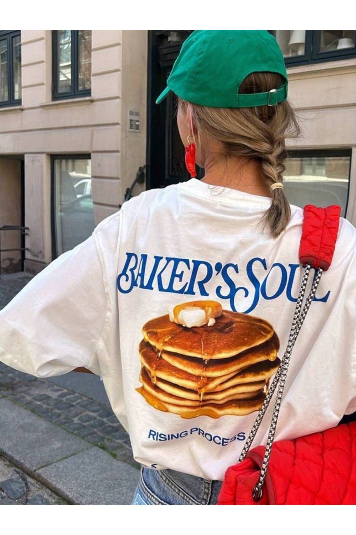 MODANİCA Kadın Baker's Soul Ön-Arka Baskılı Oversize Tshirt