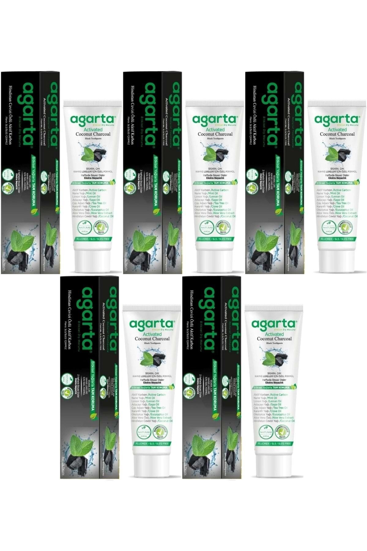Agarta Doğal Diş Macunu 100ML Aktif Karbonlu (5 Li Set)