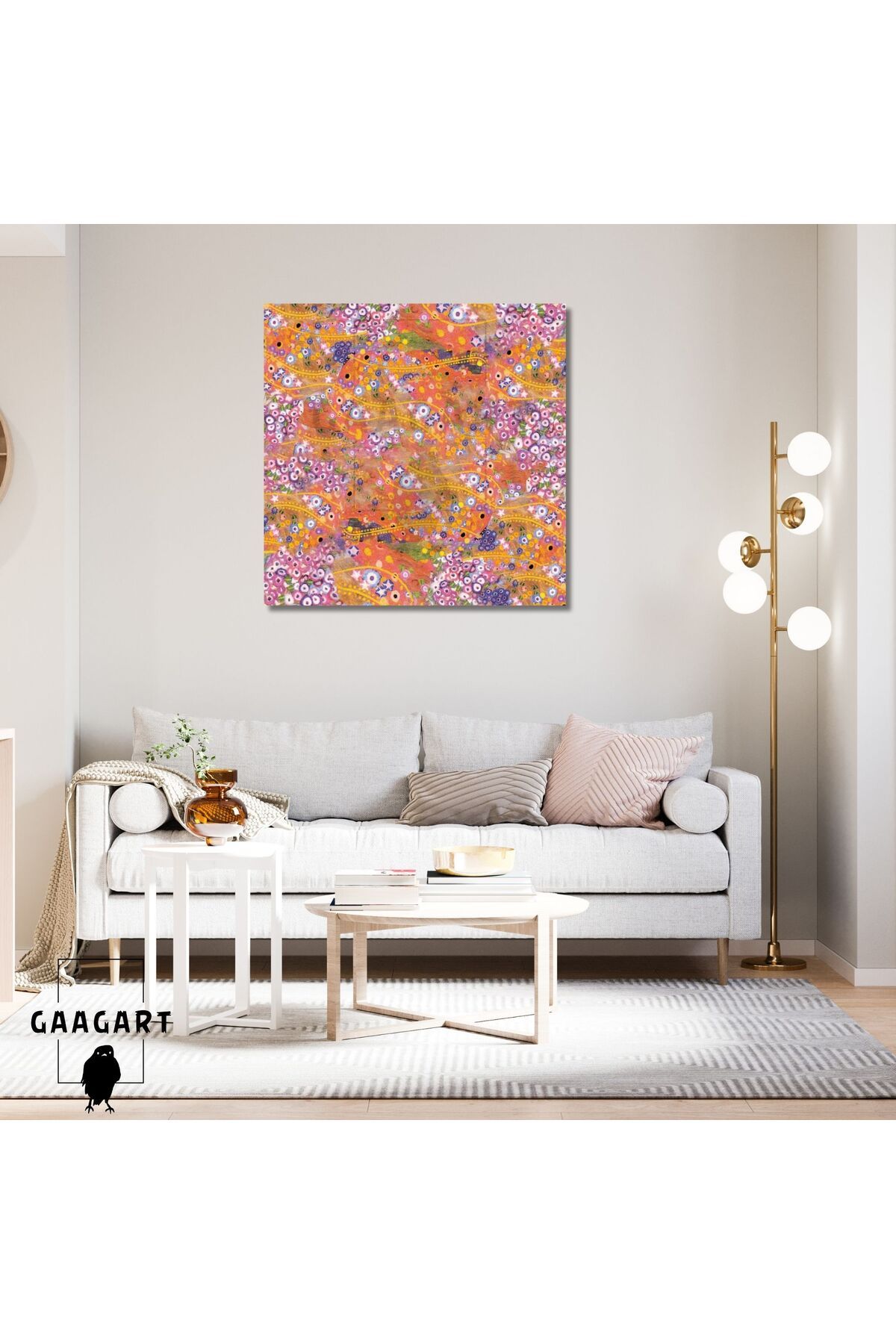 GAAGART Kare Kanvas Tablo Ünlü Eserler Gustav Klimt Water Serpents