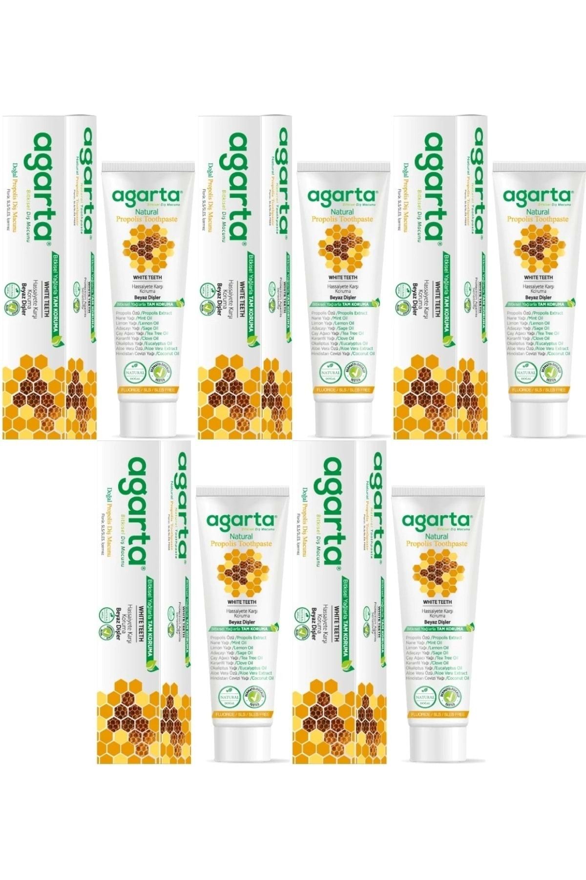 Agarta Doğal Diş Macunu 100ML Propolisli (5 Li Set)