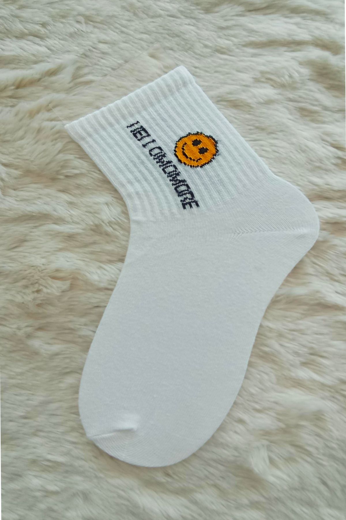 Esinti Emoji Desenli Pamuklu Soket Çorap – Kolej & Sneaker Uyumlu Erkek Kadın Unisex Çorap Tek Çift
