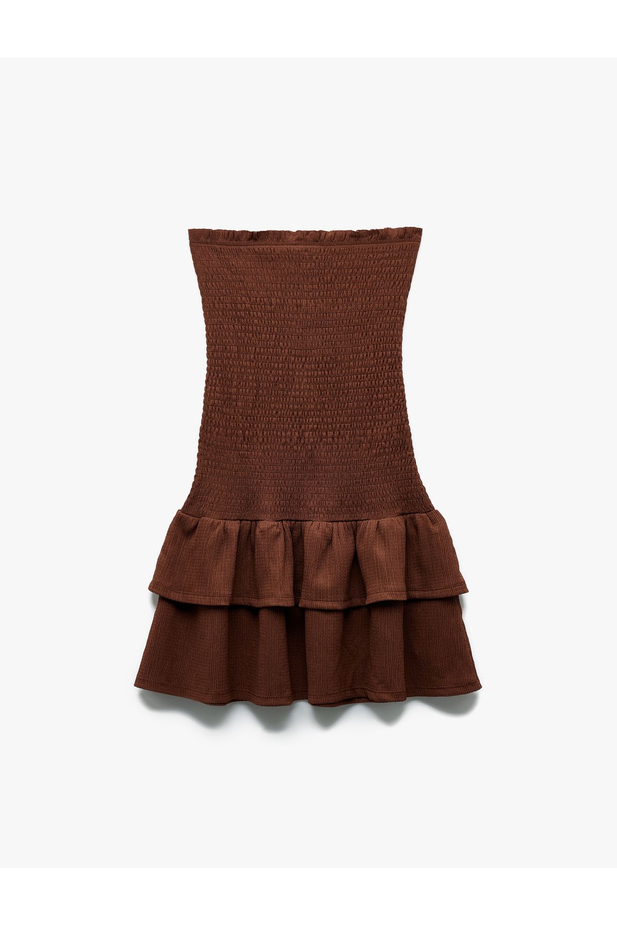 Koton Straplez Yaka Kolsuz Gipeli Katlı Volanlı Slip Mini Elbise