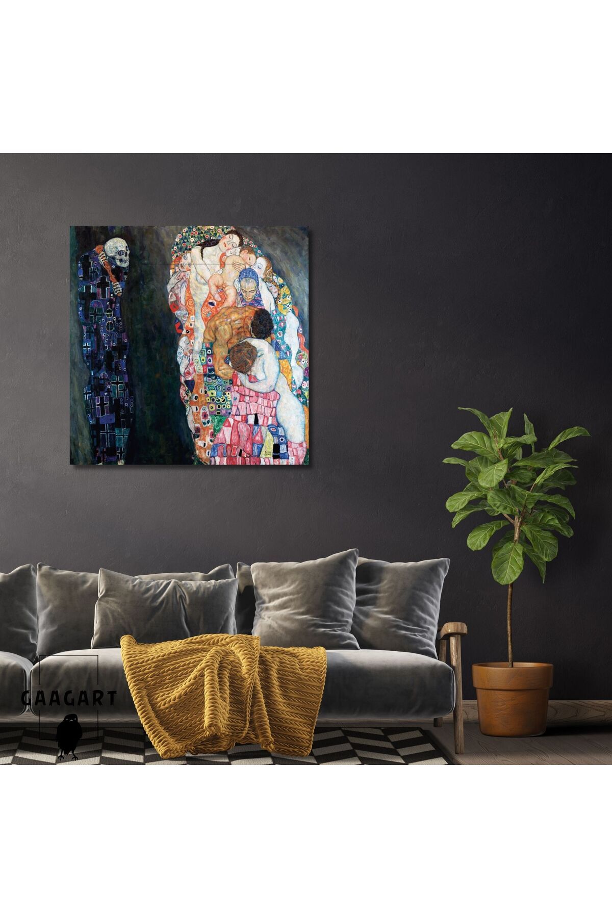 GAAGART Kare Kanvas Tablo Ünlü Eserler Gustav Klimt Ölüm ve Yaşam
