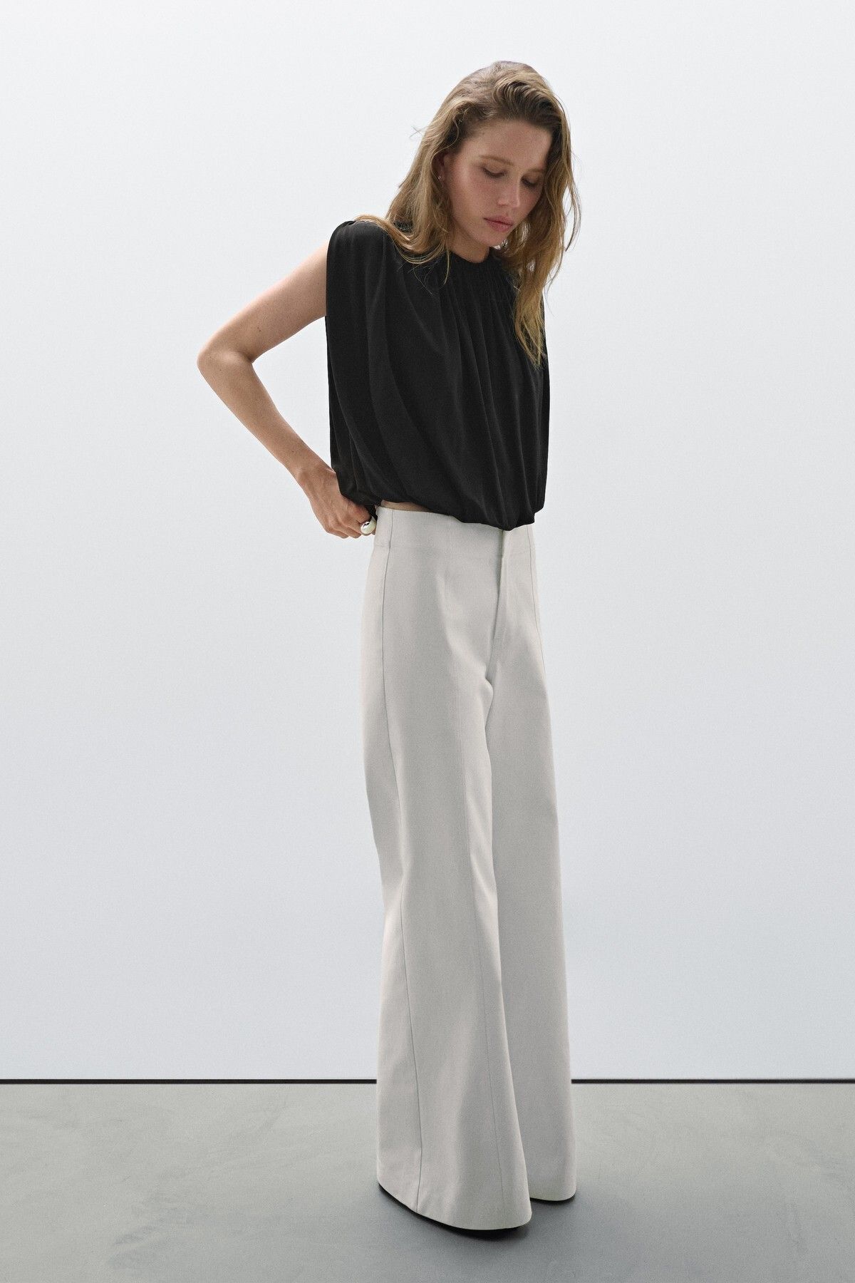 Massimo Dutti Dikiş detaylı geniş paça pantolon - Studio
