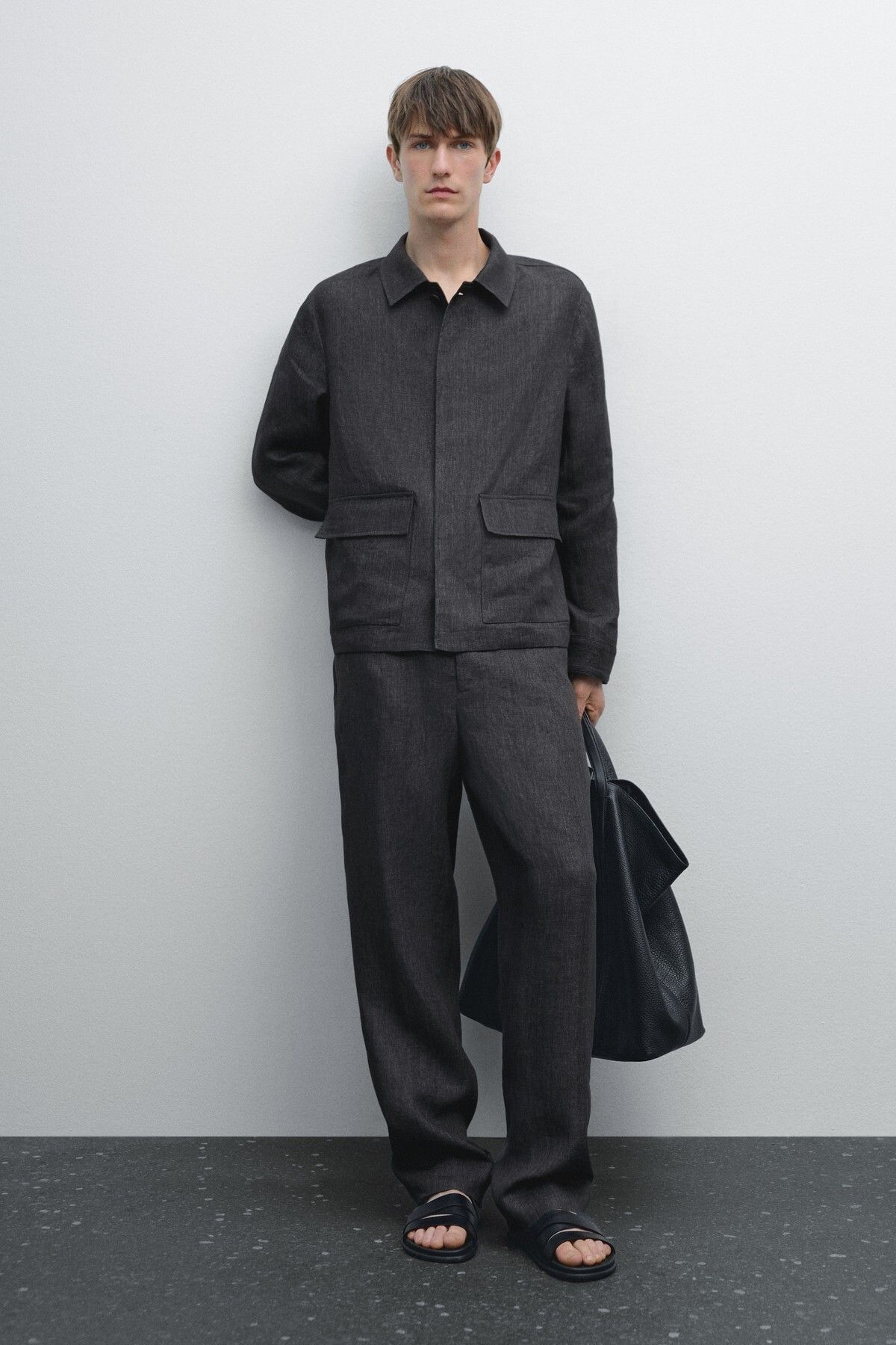 Massimo Dutti Soluk efektli %100 keten pantolon