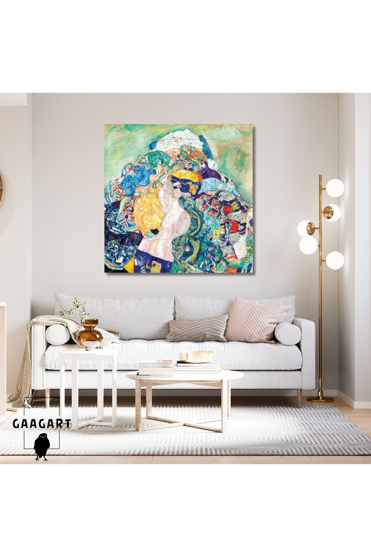 GAAGART Kare Kanvas Tablo Ünlü Eserler Gustav Klimt Baby Cradle