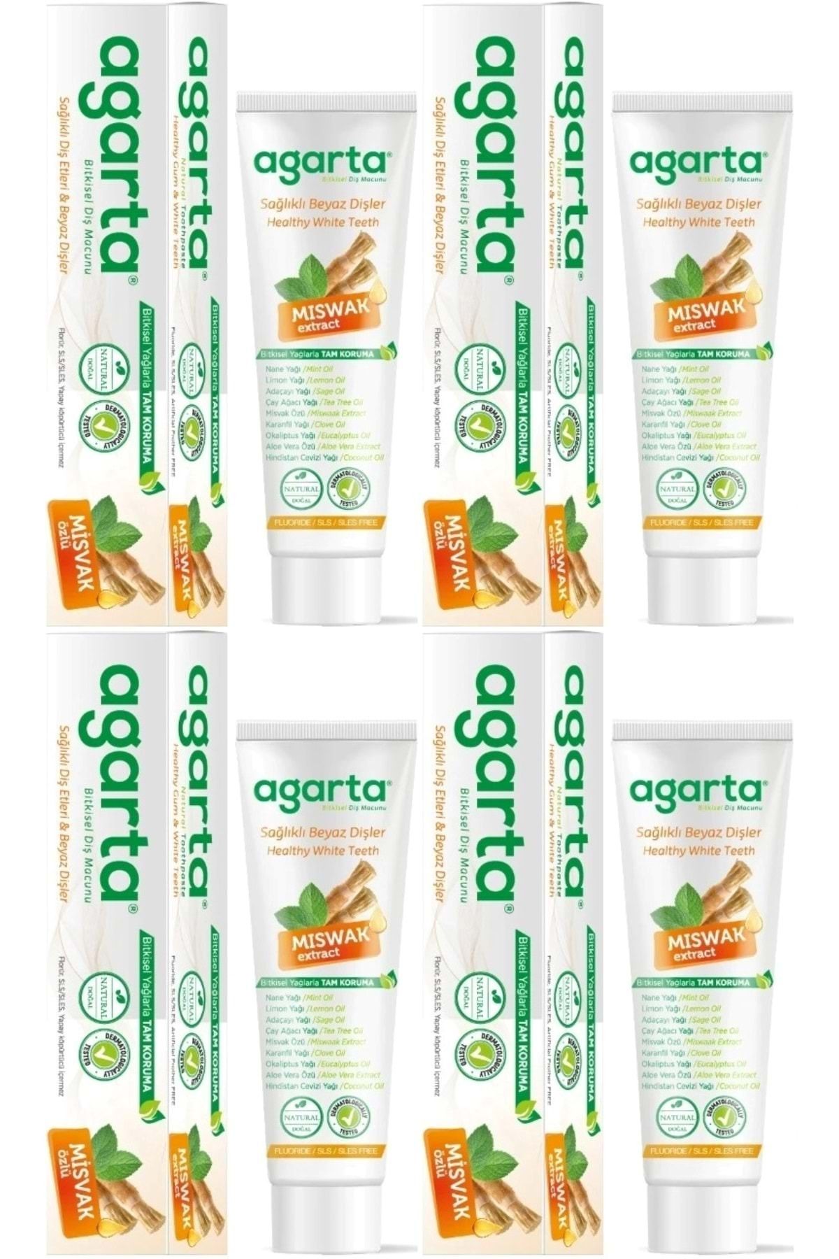 Agarta Doğal Diş Macunu 100ML Misvak özlü (4 Lü Set)
