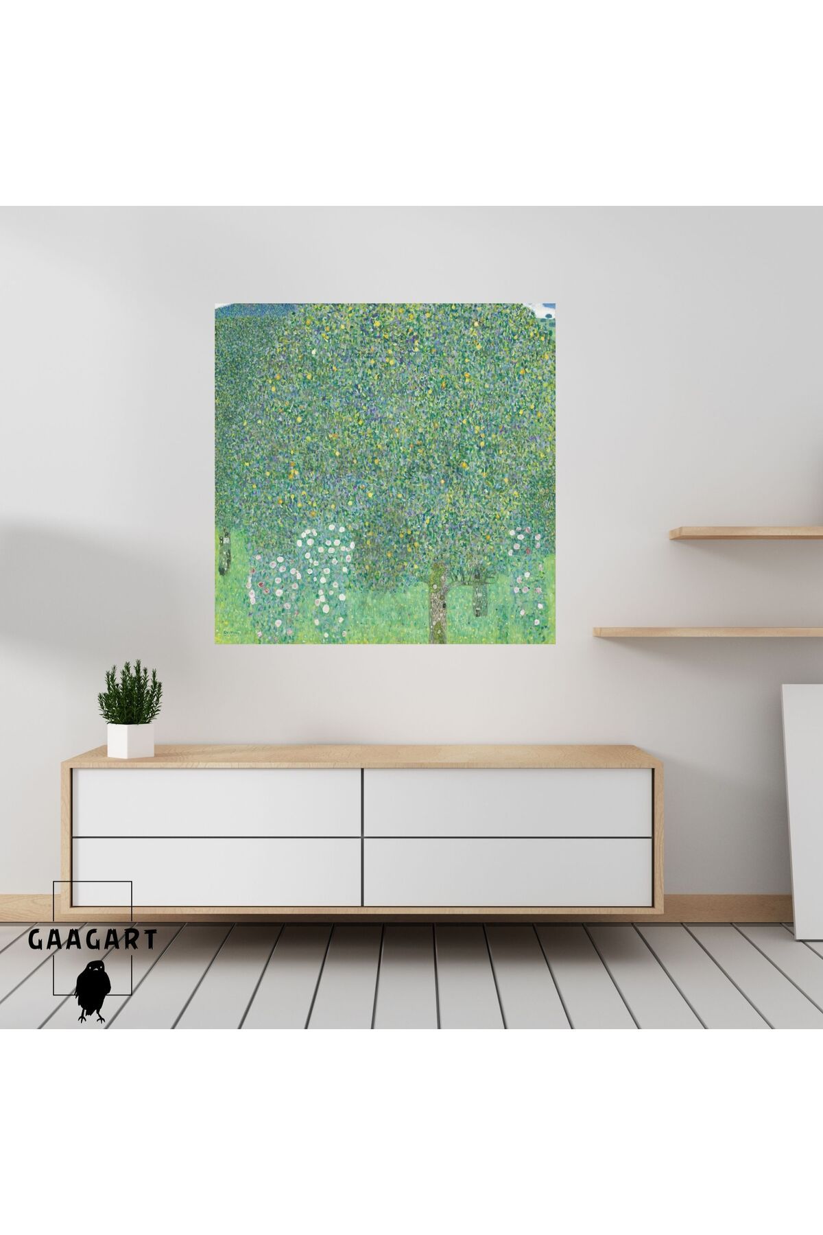 GAAGART Kare Kanvas Tablo Ünlü Eserler Gustav Klimt-Rosebushes under the Trees