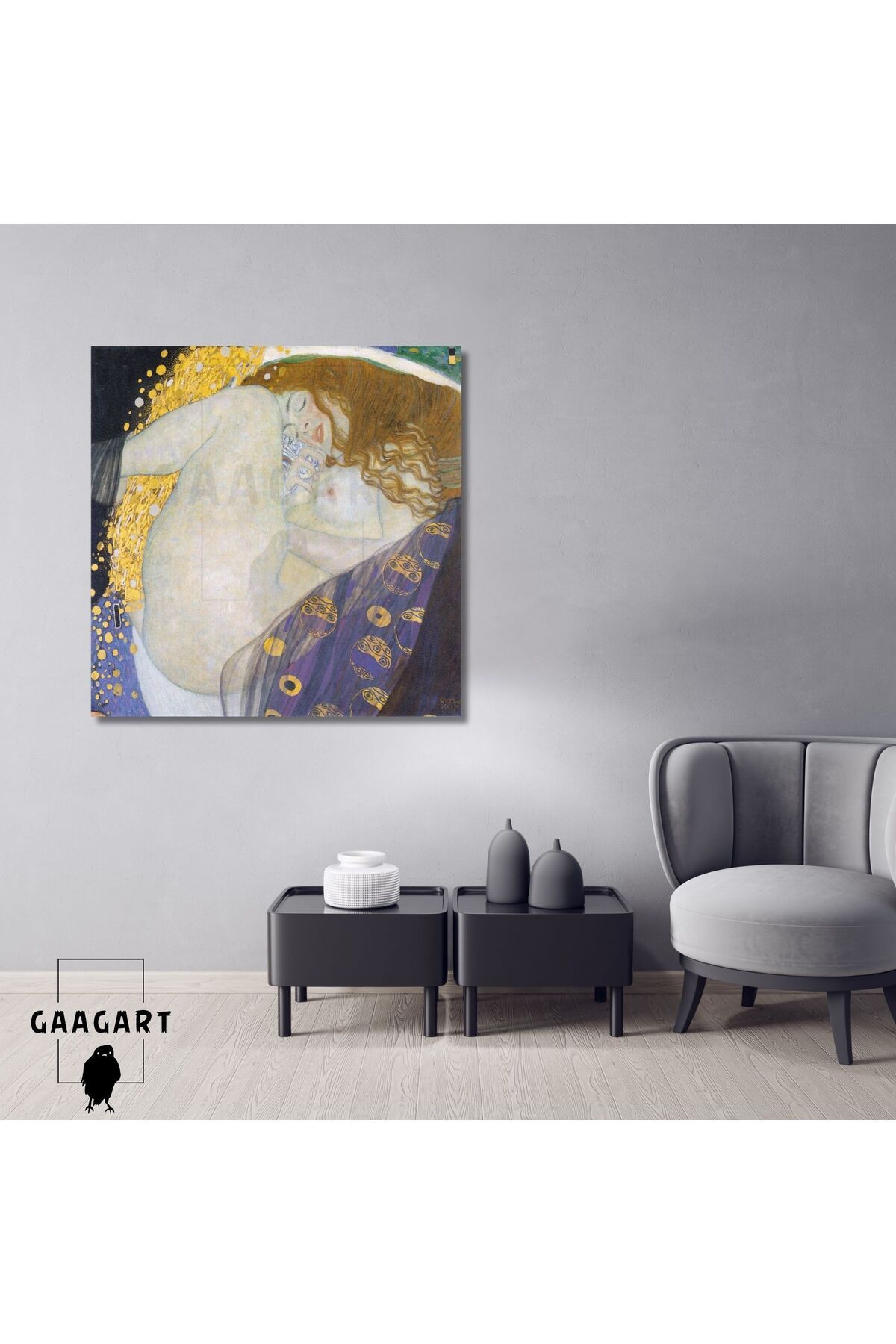 GAAGART Kare Kanvas Tablo Ünlü Eserler Gustav Klimt-Danae (1907)