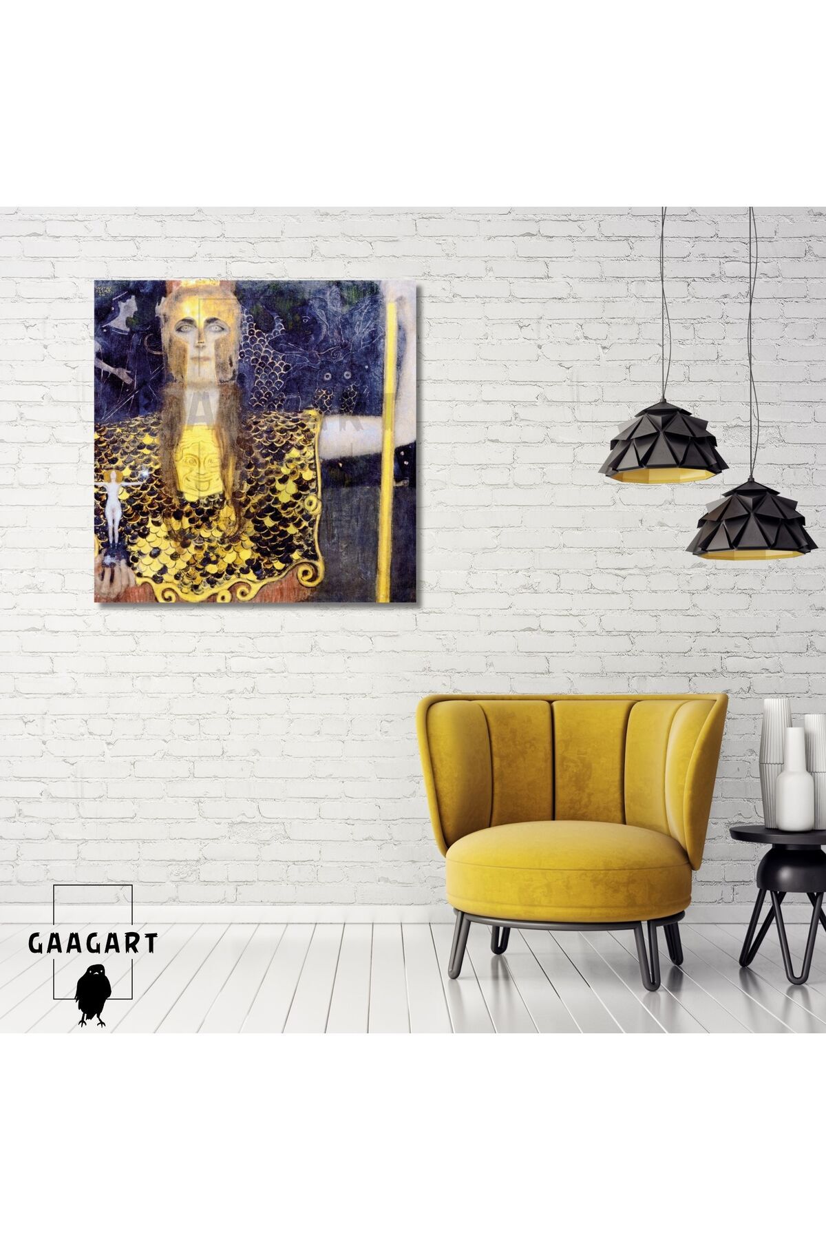 GAAGART Kare Kanvas Tablo Ünlü Eserler Gustav Klimt Pallas Athene 1898