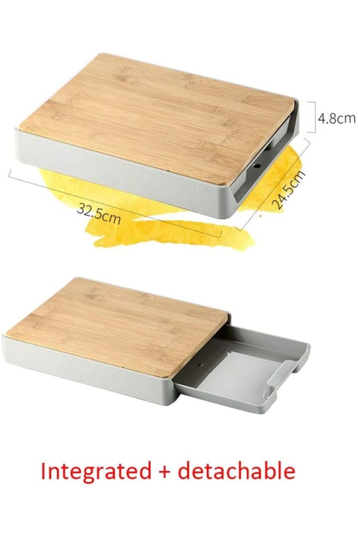 Lumely-2 in 1 BambooCutting Board ,with removable and collapsible tray,Anti-Skid And Hangable 4