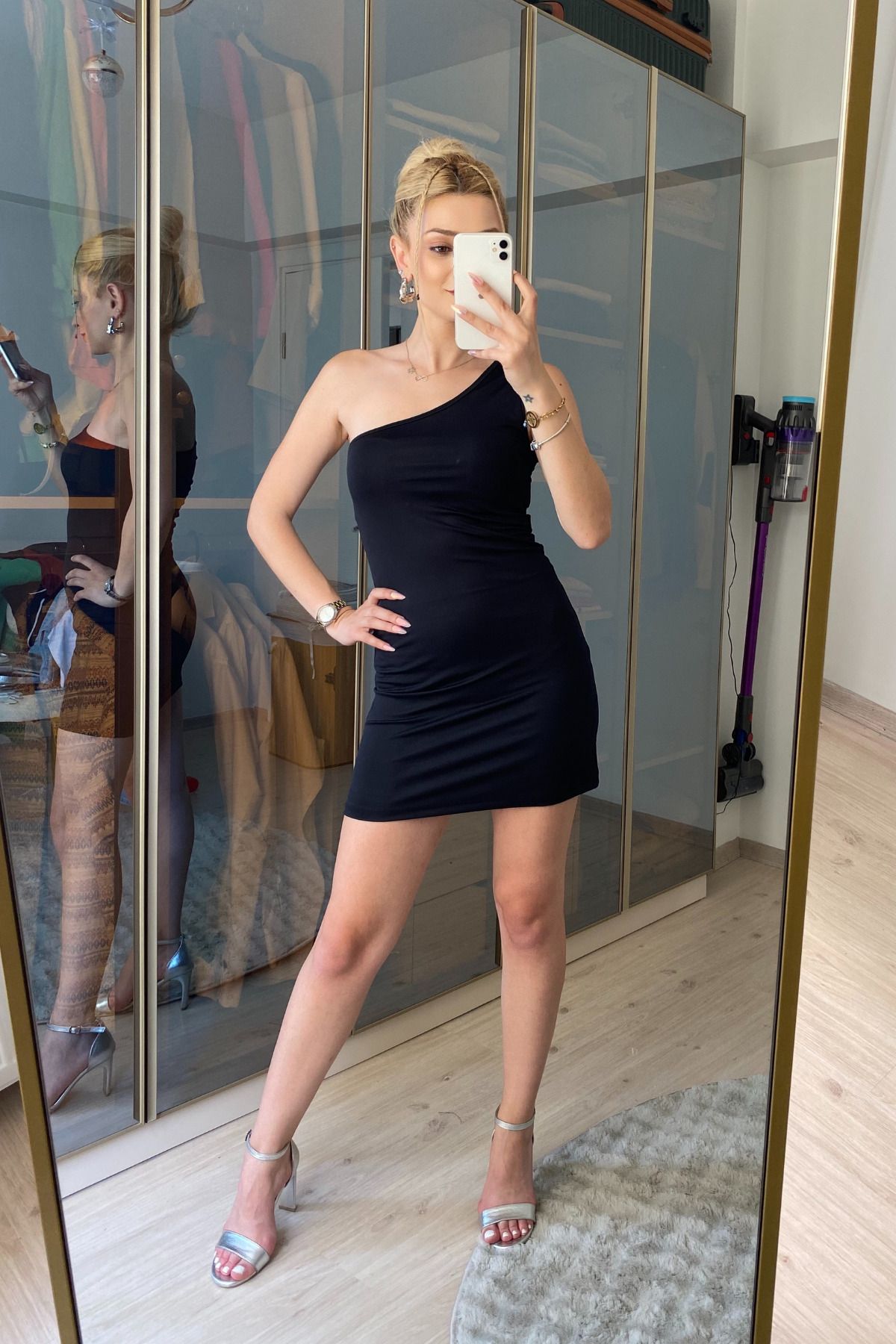 moddosa fashion TEK OMUZLU MİNİ ELBİSE