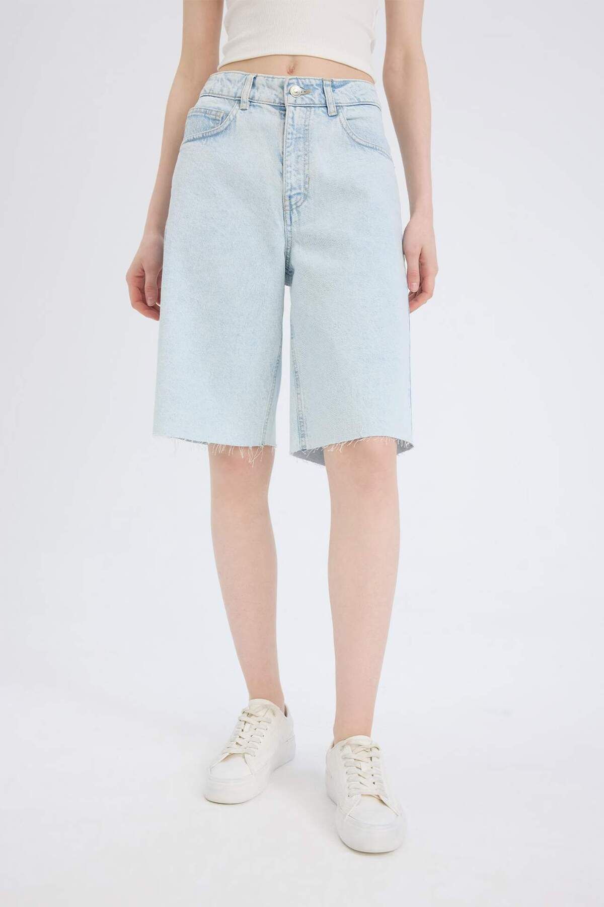 DeFacto Normal Bel Jean Bermuda Şort E1149AX25SP