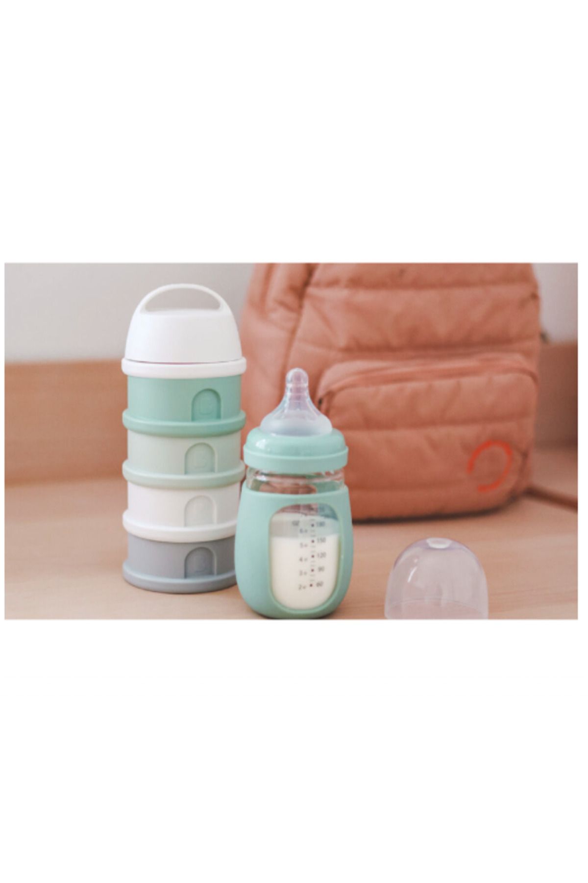 Beaba-Recipient lapte praf 4 compartimente Beaba Sage Green 3