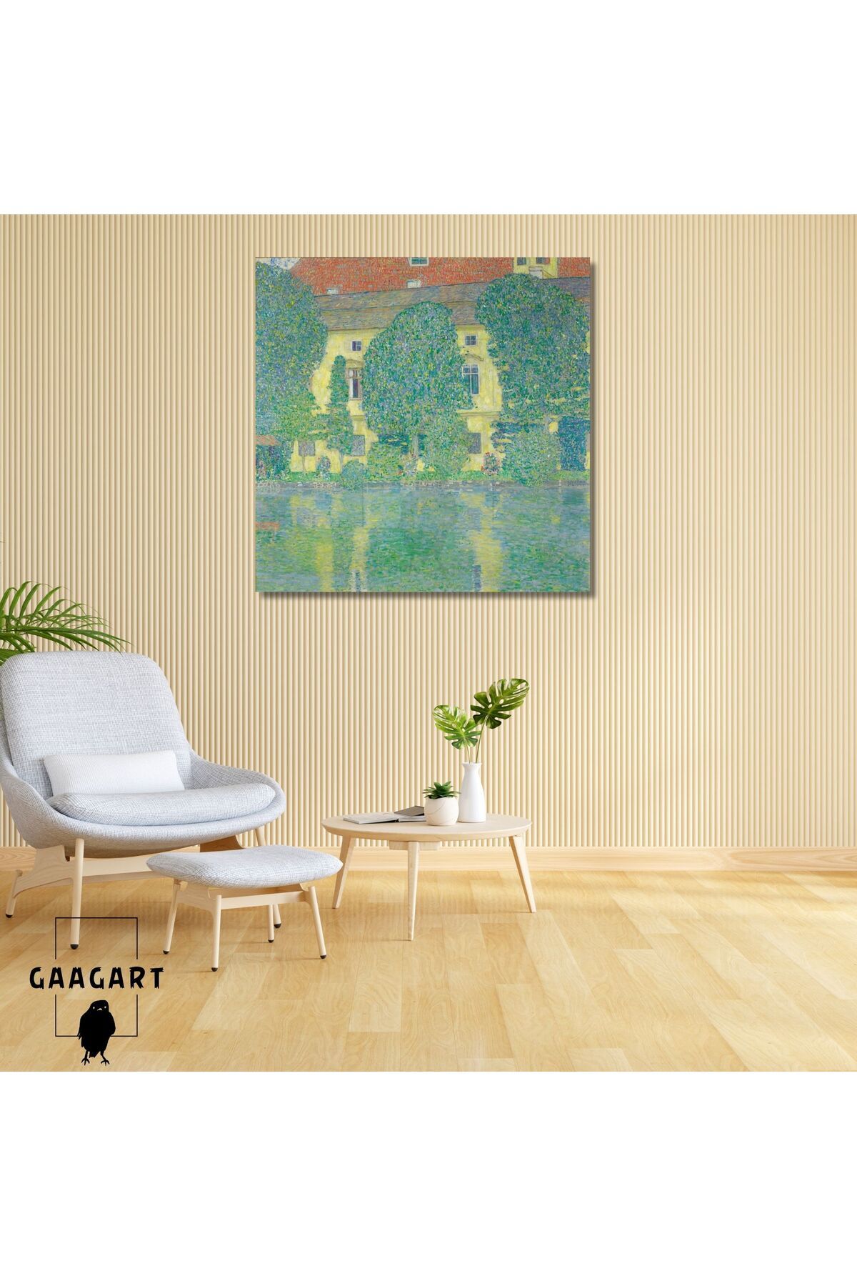 GAAGART Kare Kanvas Tablo Ünlü Eserler Gustav Klimt-Schloss Kammer am Attersee III