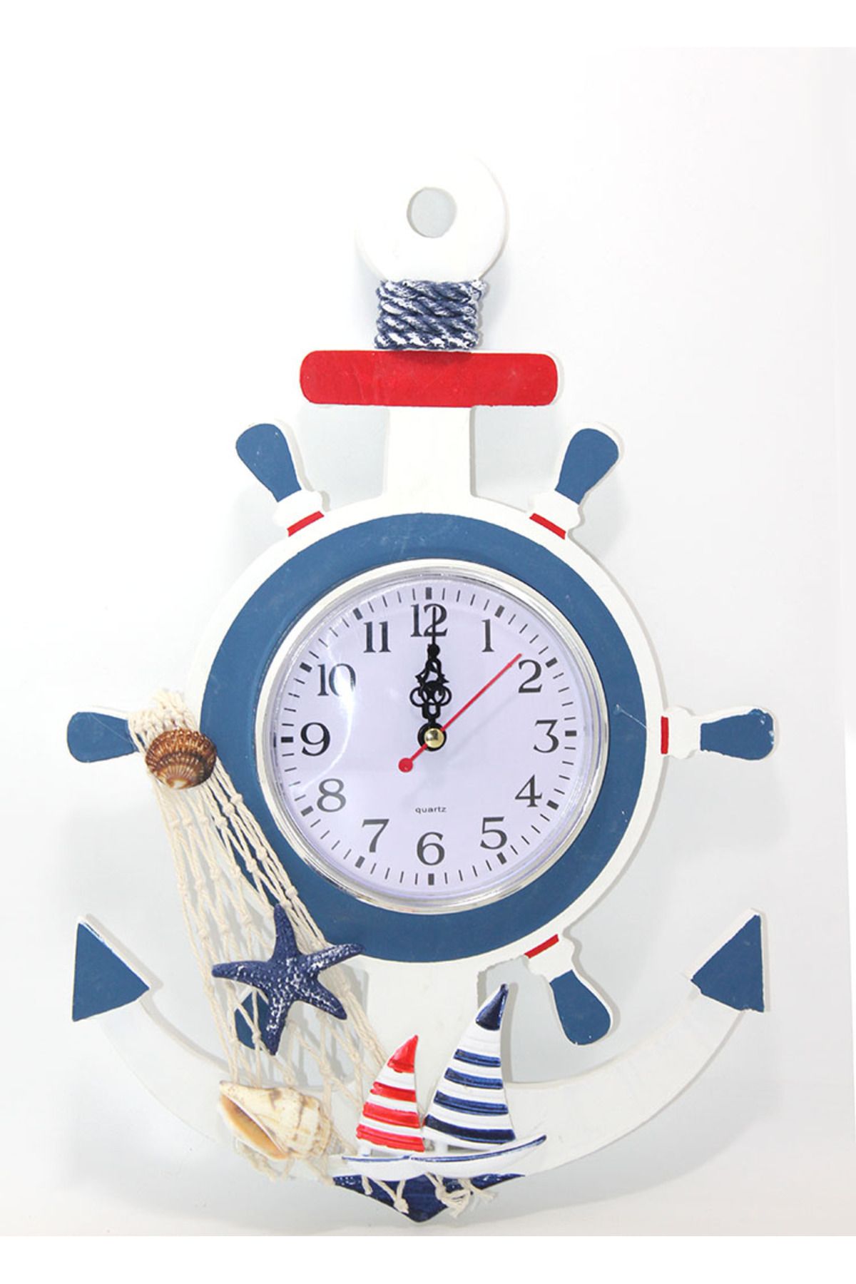 MR RZN STORE Ahşap Marin Dümenli Ve Çapa Tasarımı Saat Model 2