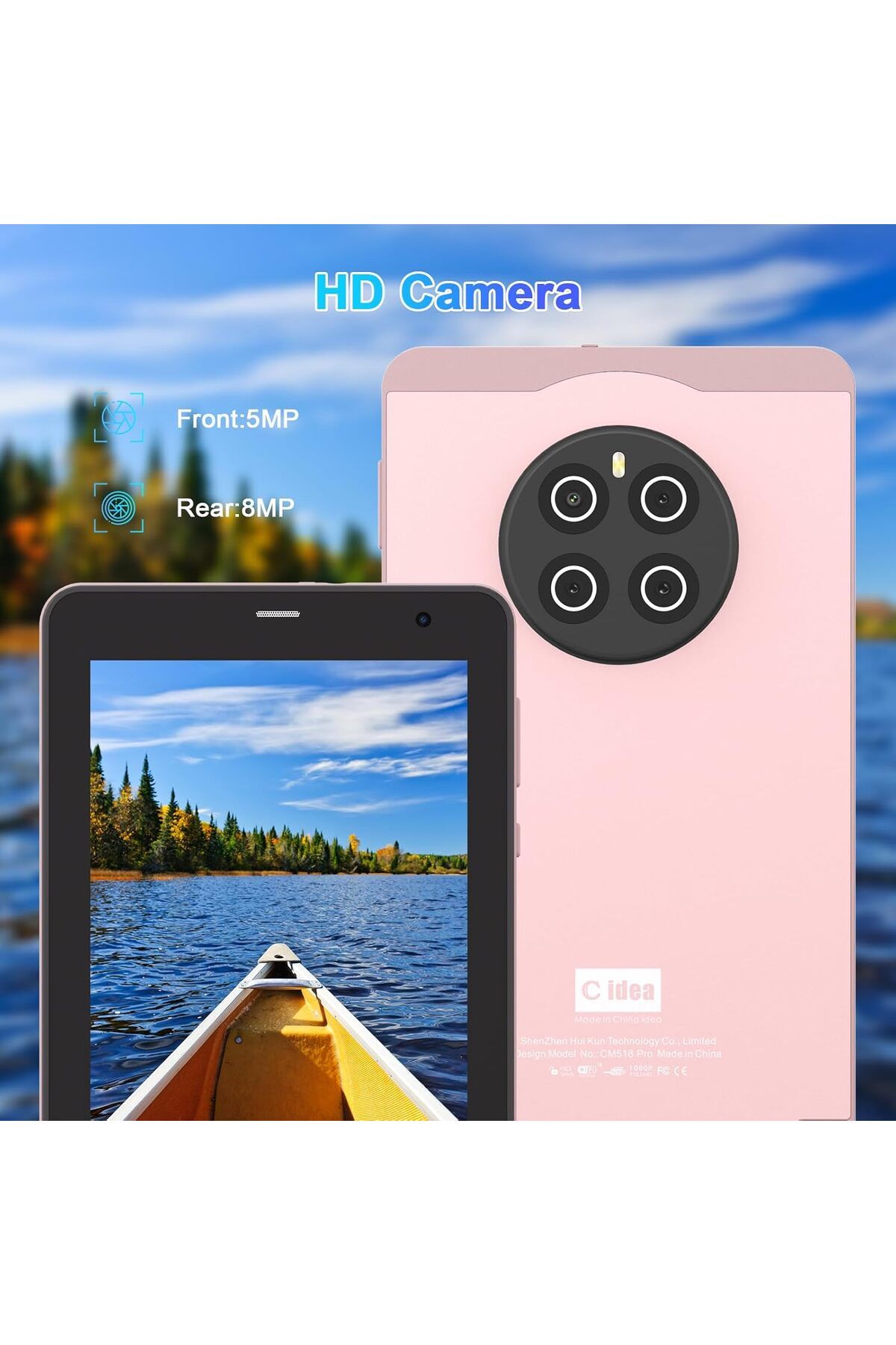 CIDEA-C idea 7 Inch Tablet, Android 13 Tablet, Quad Core Processor, 8GB RAM 512GB ROM, 512GB Expand, Dual 9