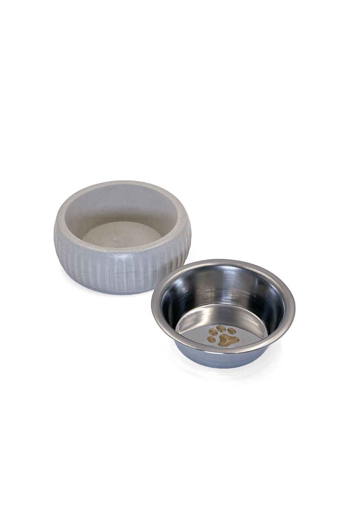 MR RZN STORE Mikopet Organik Seramik Mama Kabı Gri
