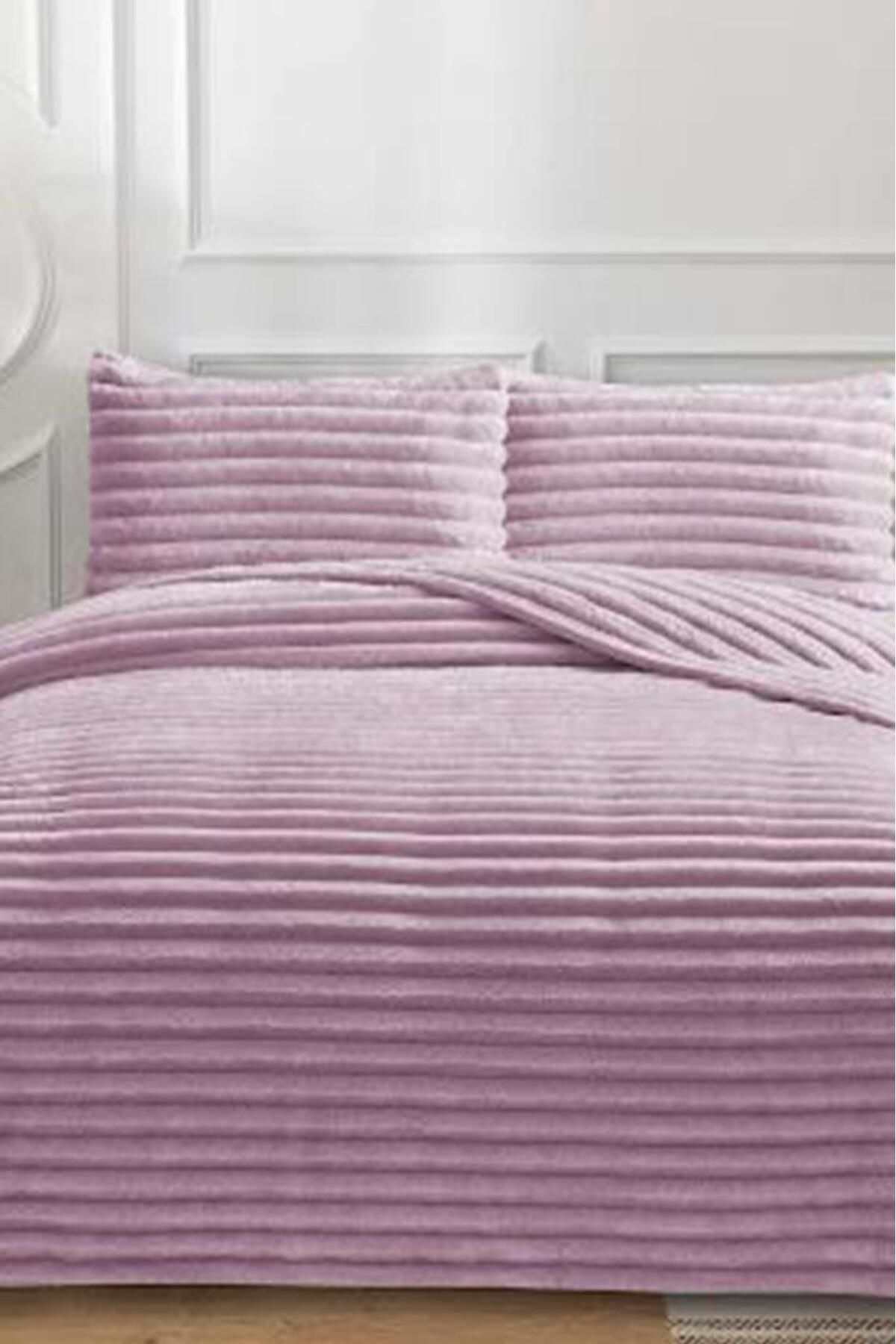 Çeyiz Diyarı Eterna Peluş Çift Kişilik 230x250 Cm Yatak Örtüsü Lila