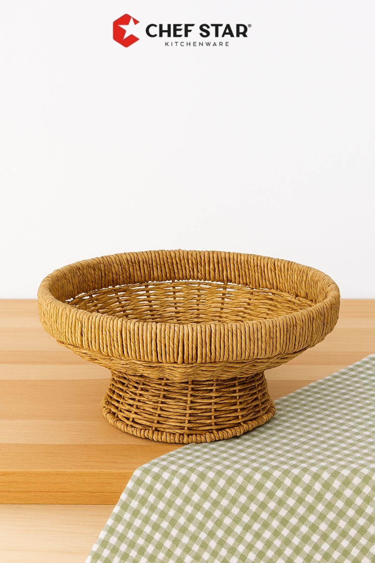 Chefstar 25 CM LÜKS AYAKLI YUVARLAK HASIR SUNUM SEPETİ