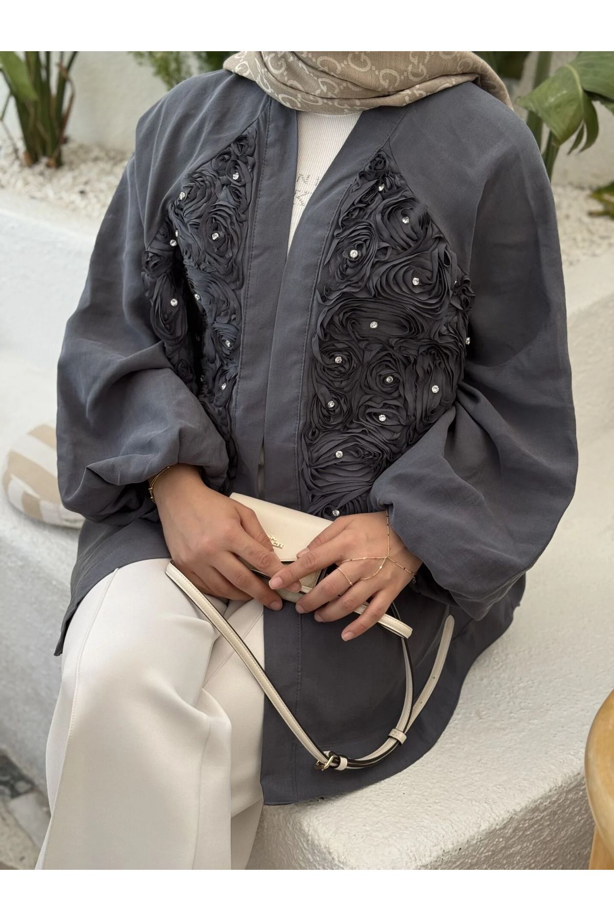 Venoura Gül Detaylı Premium Kimono