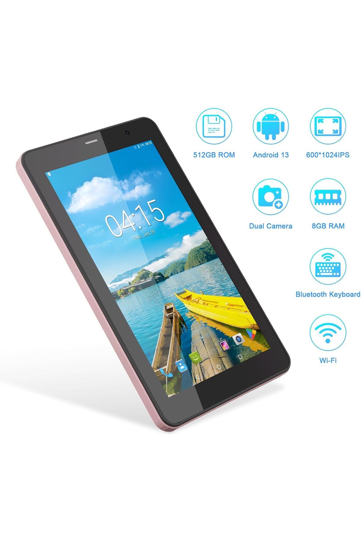 CIDEA-C idea 7 Inch Tablet, Android 13 Tablet, Quad Core Processor, 8GB RAM 512GB ROM, 512GB Expand, Dual 5