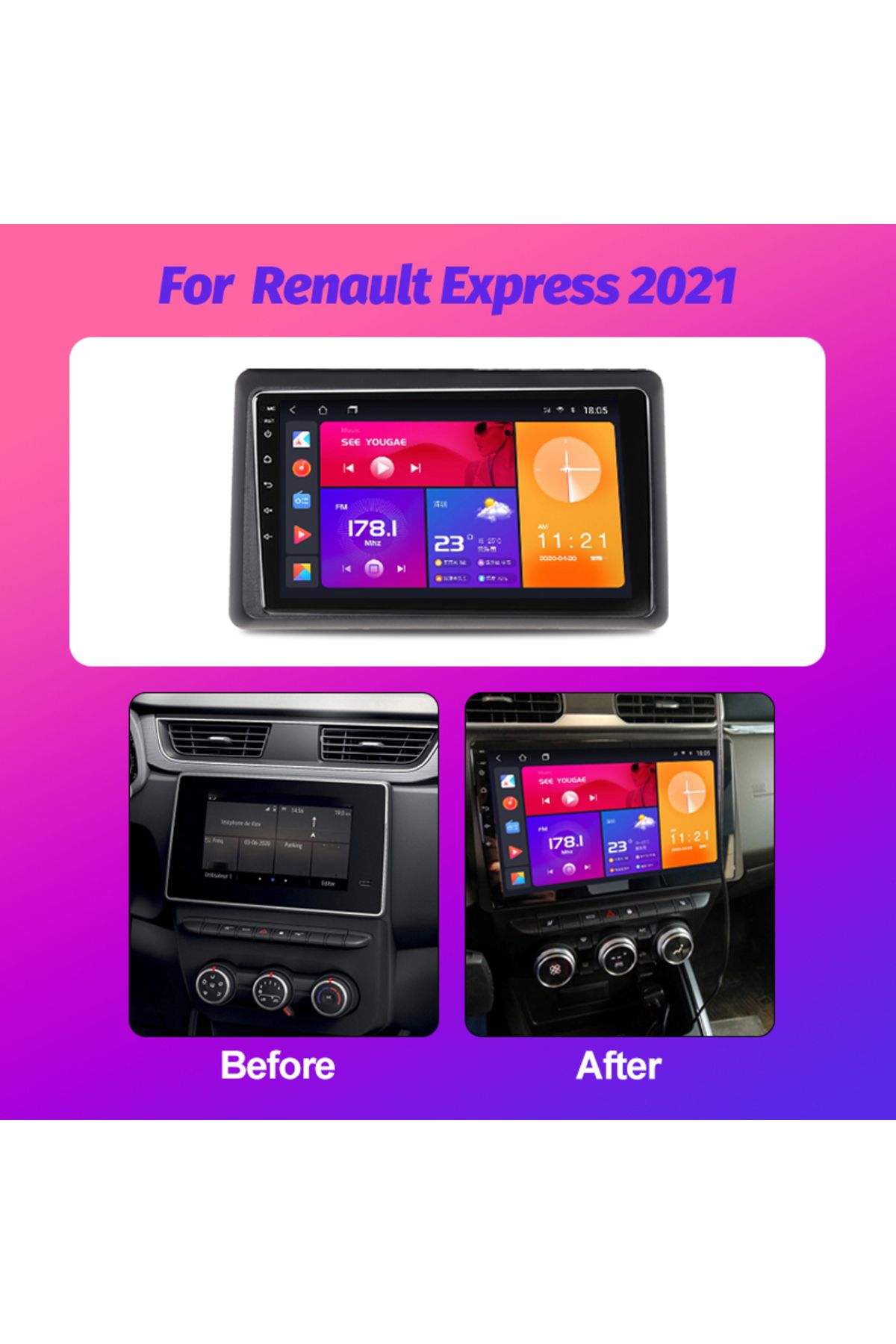 SOUNDCİTY RENAULT EXPRESS 2021-2024 MULTİMEDYA CARPLAY EKRAN SETİ 2 GB RAM 32 HAFIZALI