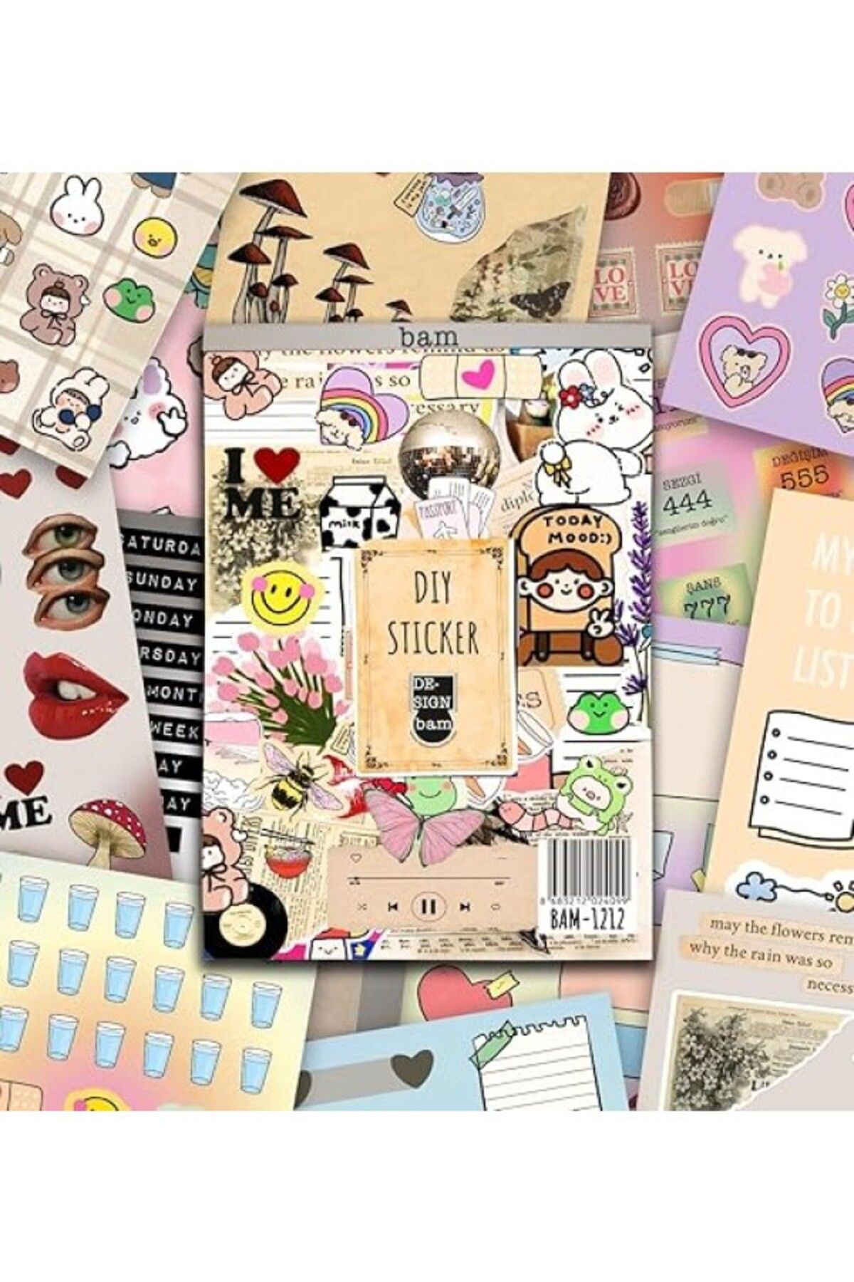 ShopZum Vintage My Diy Sticker Book 24 * 17 Cm 16 Sayfa Özel Tasarım Rengarenk Sticker Kitabı