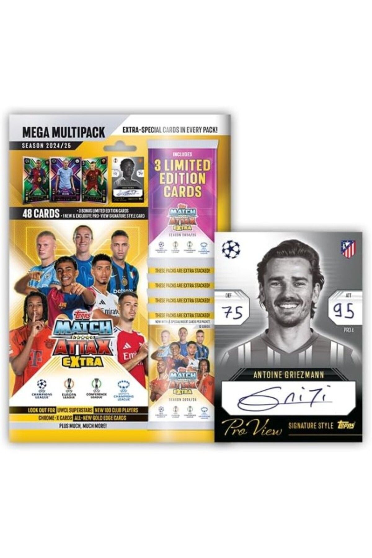 ShopZum Topps Match Attax Extra 24/25 Mega Multipack (52 Kart, 3 Rastgele X Factor Le Kartı Ve Özel İmza