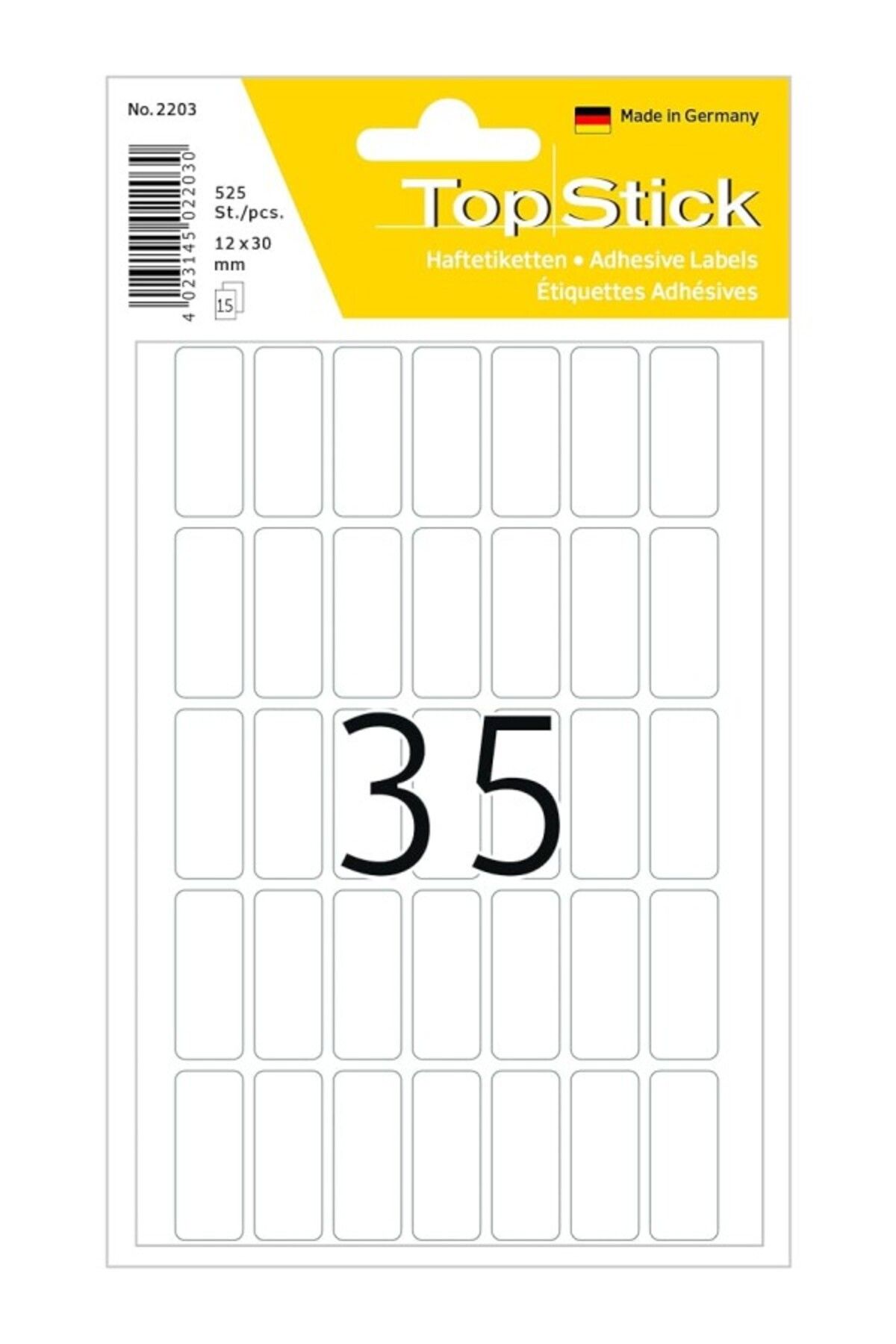 ShopZum 2203 Çok Amaçlı Etiketler, 525 Adet, 12 X 30 Mm, Yaprak Başına 35, Kendinden Yapışkanlı