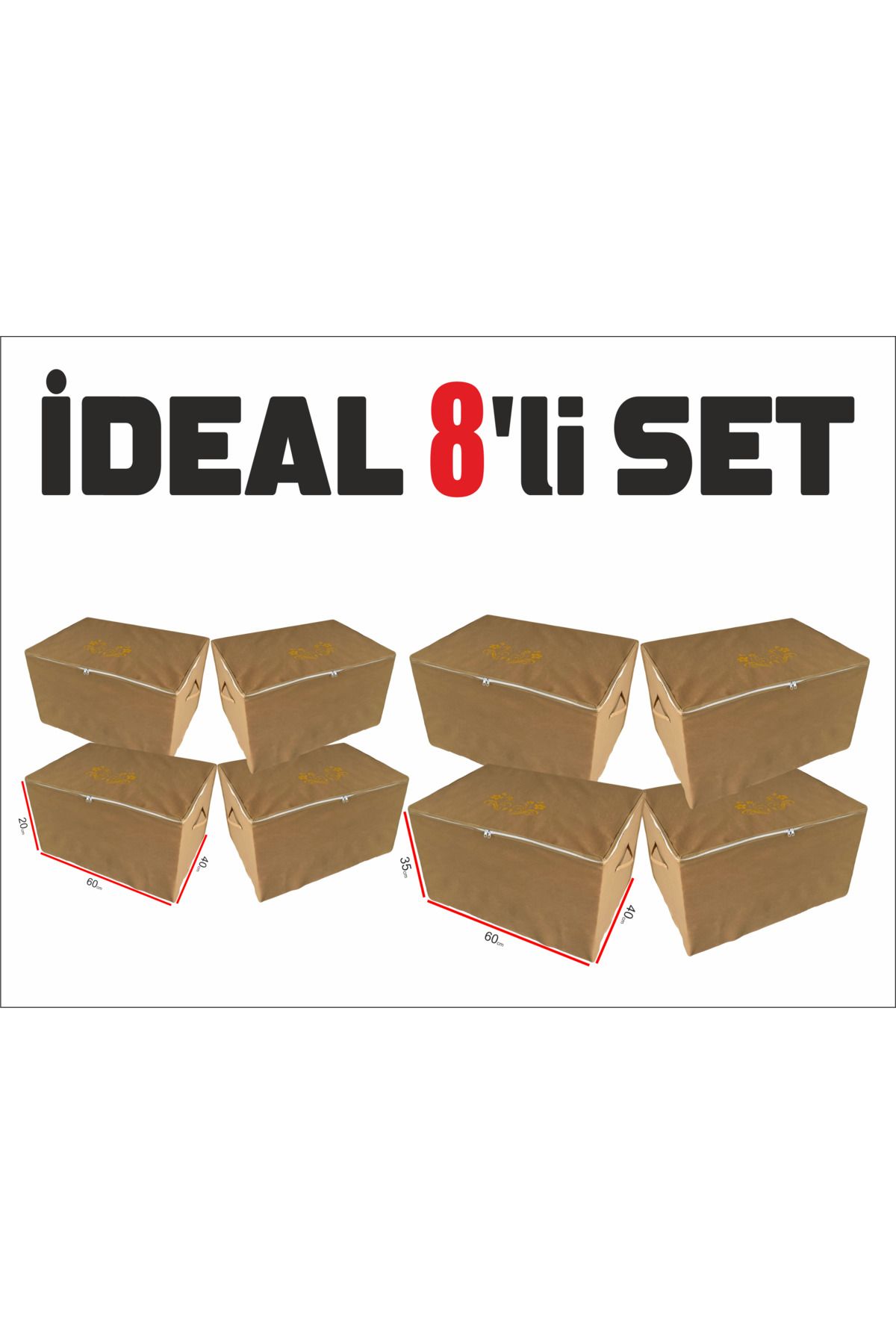 pinabah PİNABAH 4 BAZA ALTI ORGANİZER HURÇ 4 YASTIK HURÇ (60x40x35)
