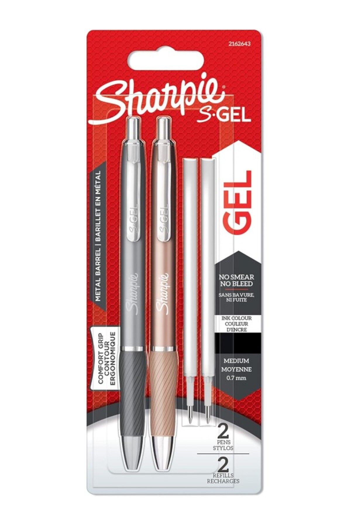 ShopZum S-Gel Metal Jel Kalem, 0,7 Mm Uç, Metal Gri & Bronz 2'Li Paket, Siyah Mürekkep