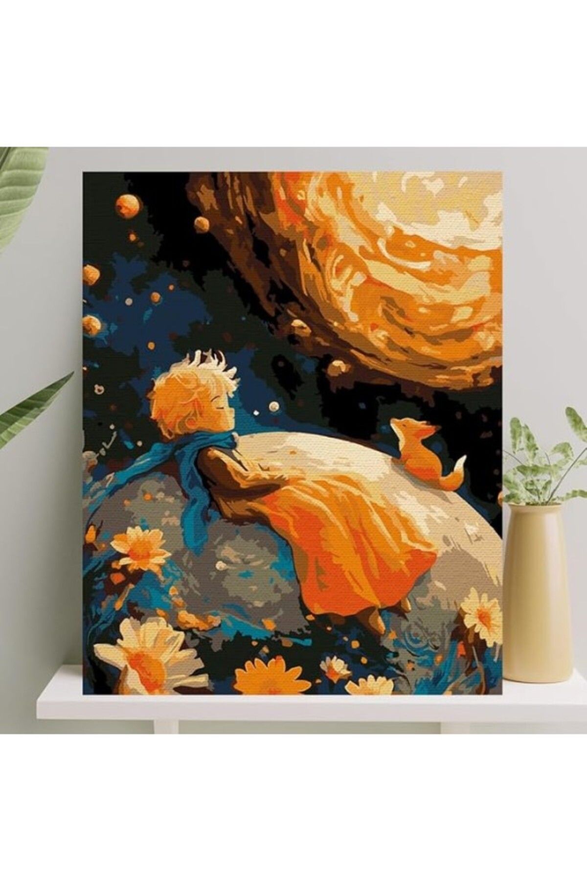 ShopZum Sayılarla Boyama Tuval Seti Fırça Boya Dahil (Çıtalı) 40X50 Cm - Küçük Prens