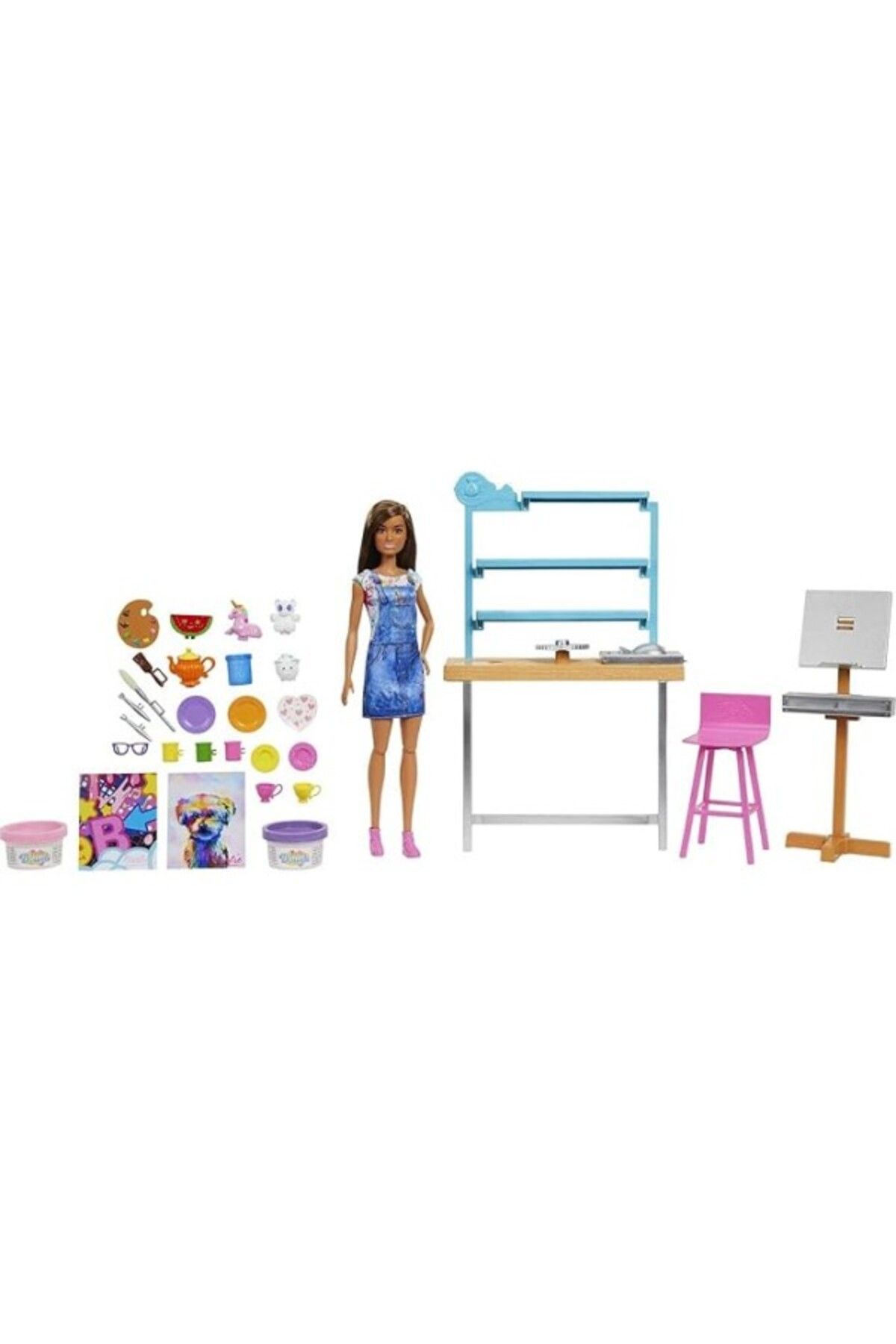 ShopZum Barbie'Nin Sanat Atölyesi, Bebek (29 Cm), Çömlek Yapımı Ve Resim Sanatı 25'Ten Fazla