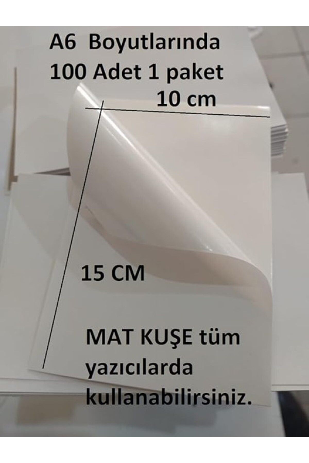 ShopZum A6 Etiket Tüm Yazıcılar Için 100 Adet Mat Kuşe Yapışkanlı Etiket -10X15 Cm -A6 Boş Sticker-Paketlem