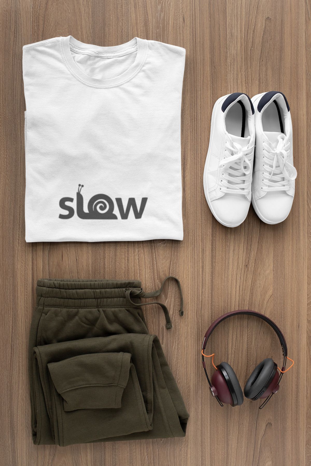 MAGORS SLOW BASKILI BİSİKLET YAKA PAMUKLU OVERSIZE KALIP KISA KOLLU KADIN VE ERKEK TSHIRT